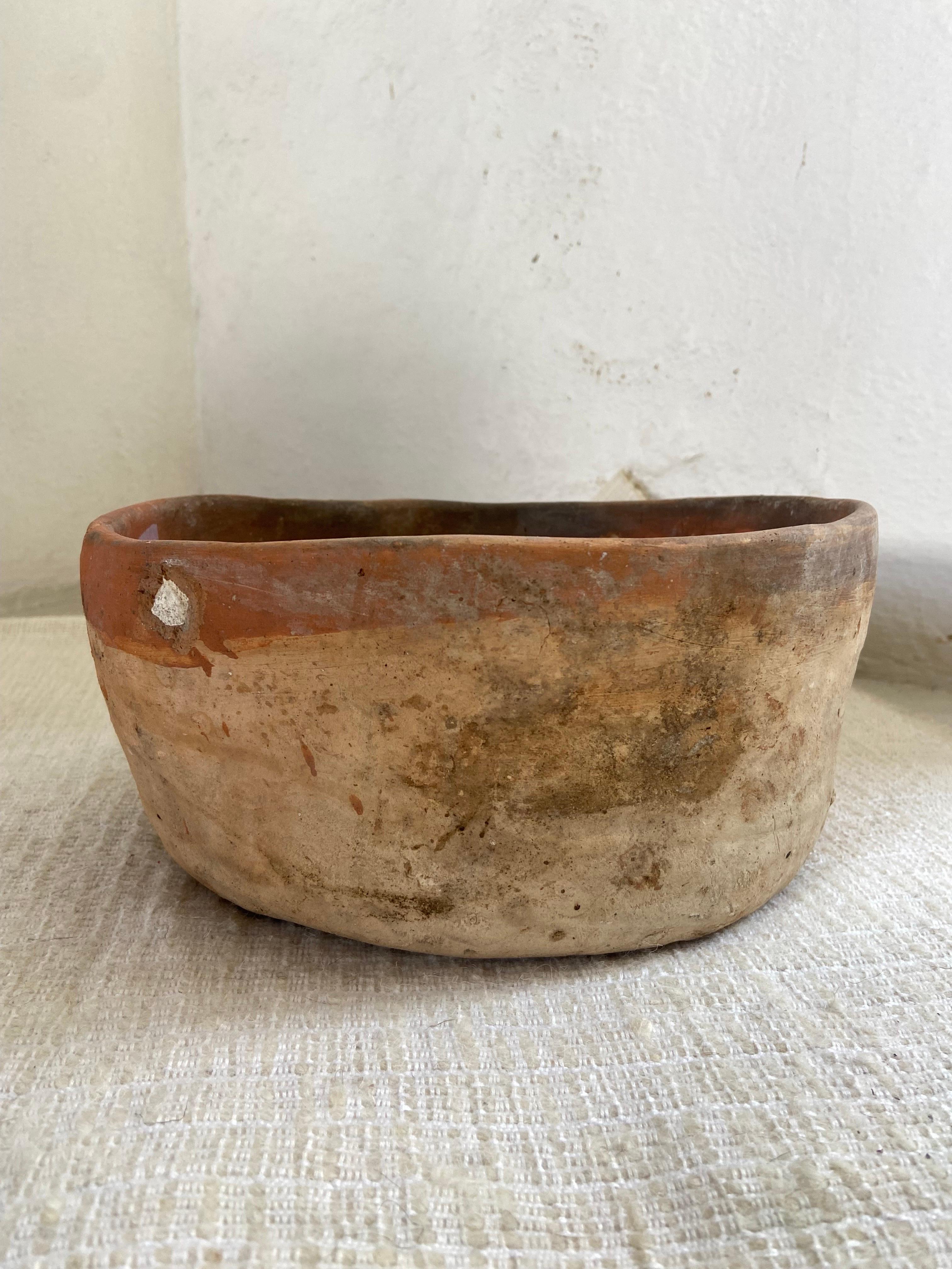 Hand-Crafted Primitive Styled Bowl from Mexico, circa 1970s For Sale