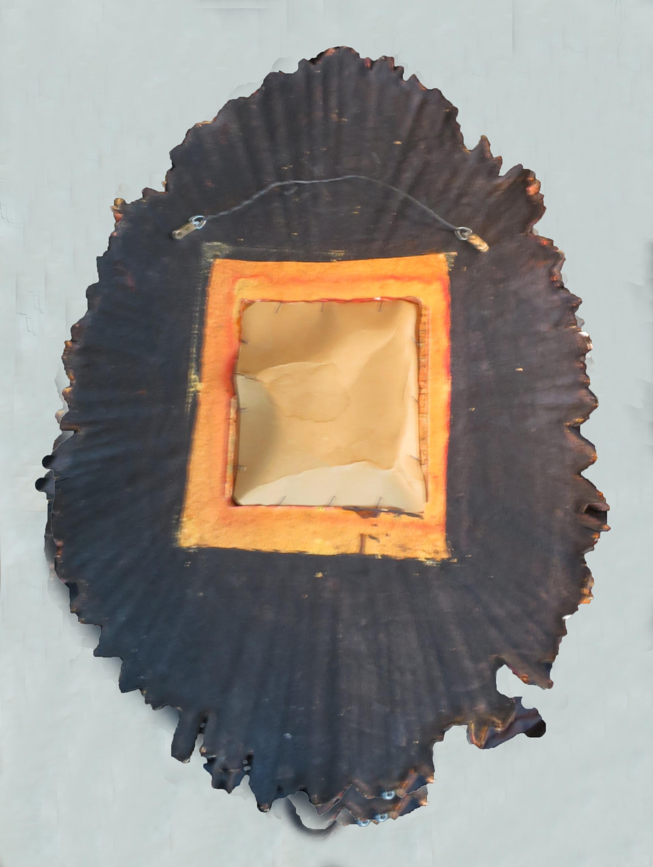 Mid-Century Modern Primitive Sunburst Mirror For Sale