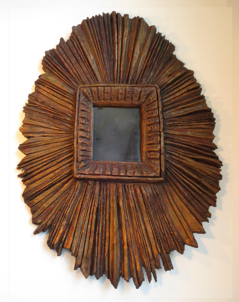 Primitive Sunburst Mirror For Sale at 1stDibs