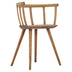 Antique Rustic Swedish Barrel-Back Chair