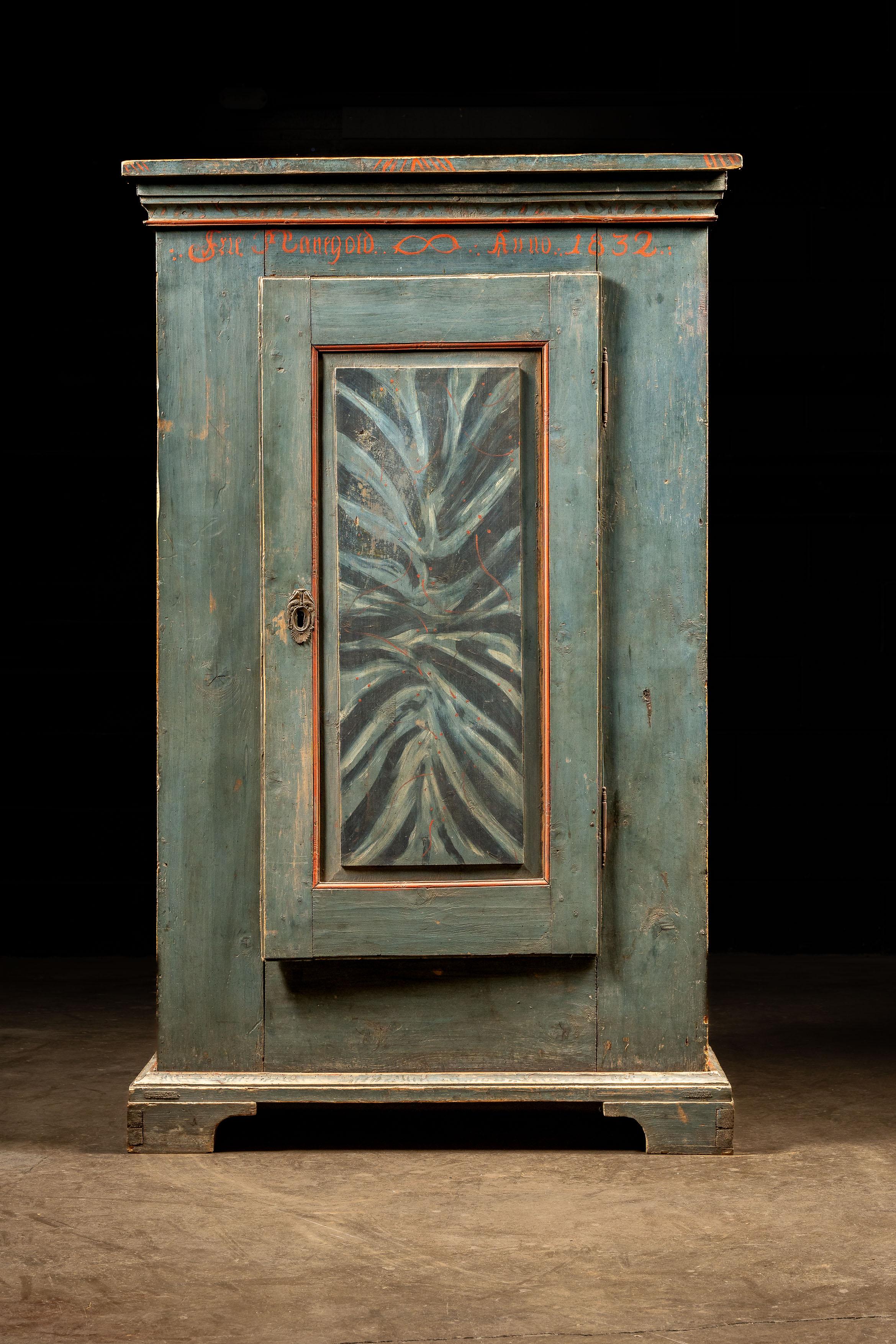 Rustic Swedish Cabinet in Blue For Sale 5