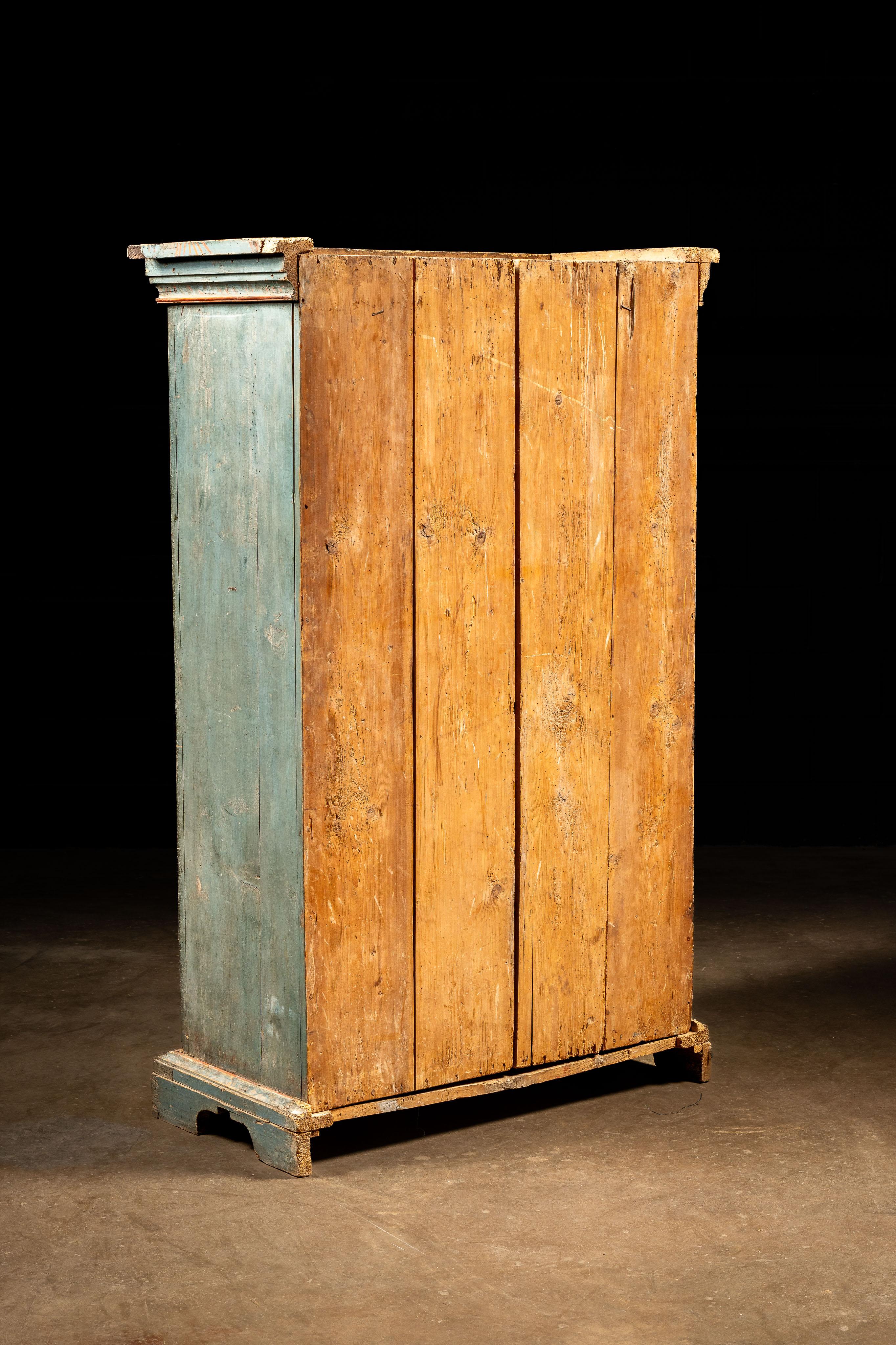 Rustic Swedish Cabinet in Blue For Sale 7