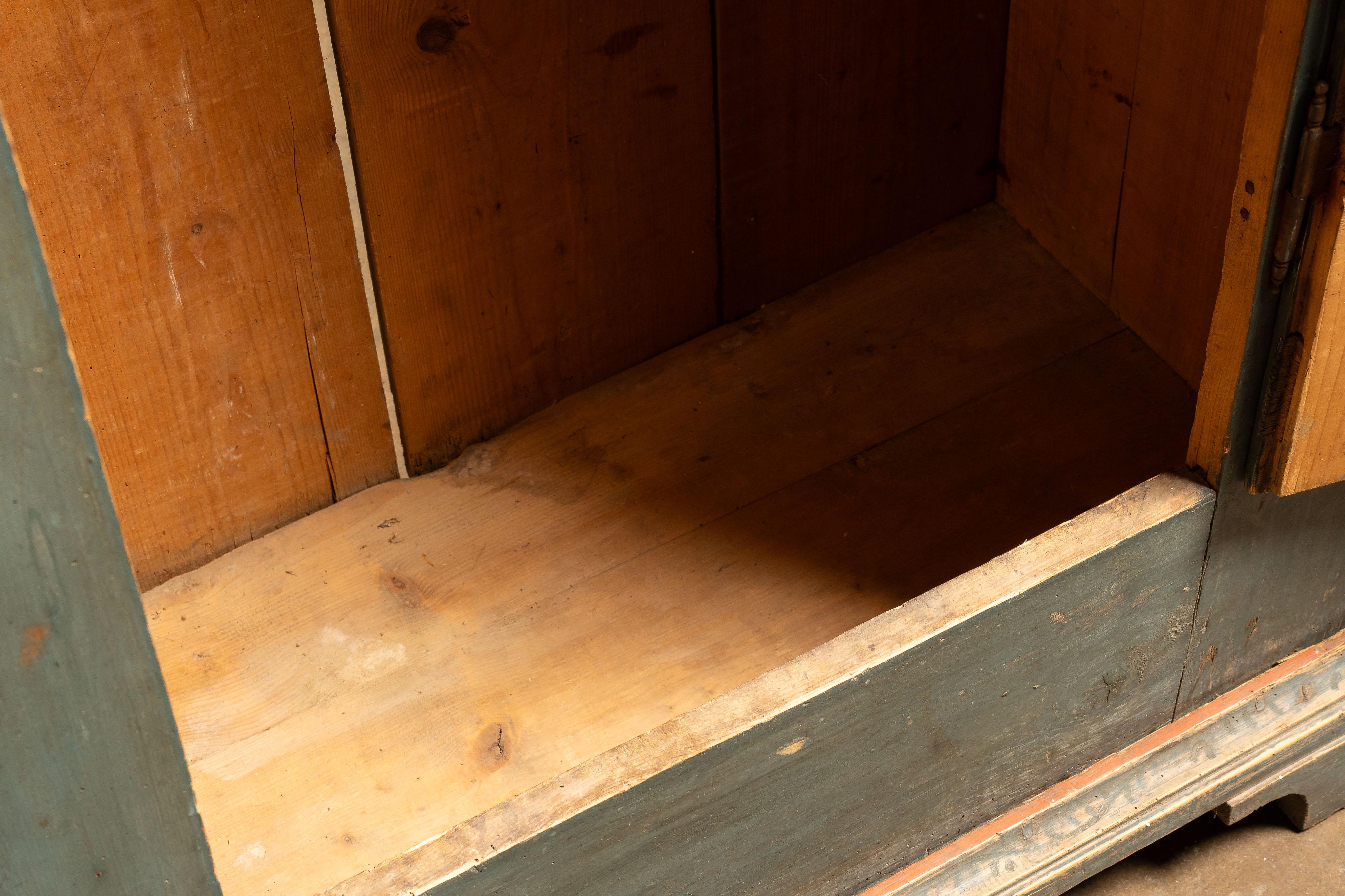 Mid-19th Century Rustic Swedish Cabinet in Blue For Sale