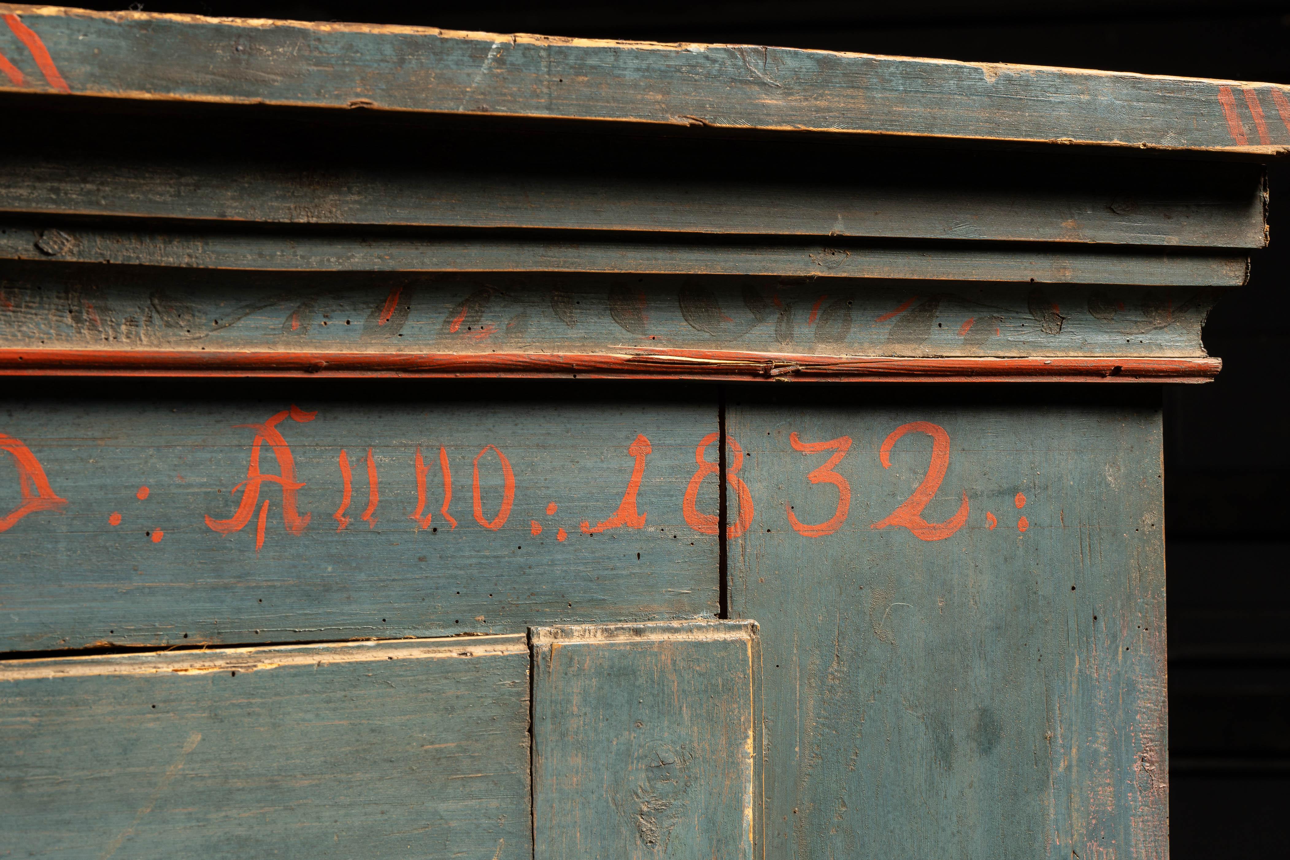 Rustic Swedish Cabinet in Blue For Sale 1