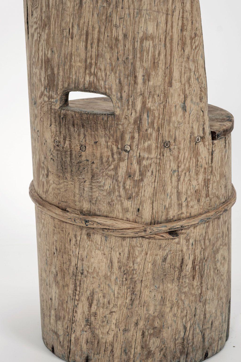 Primitive Swedish Pine Log Chair or Kubbestol For Sale 7