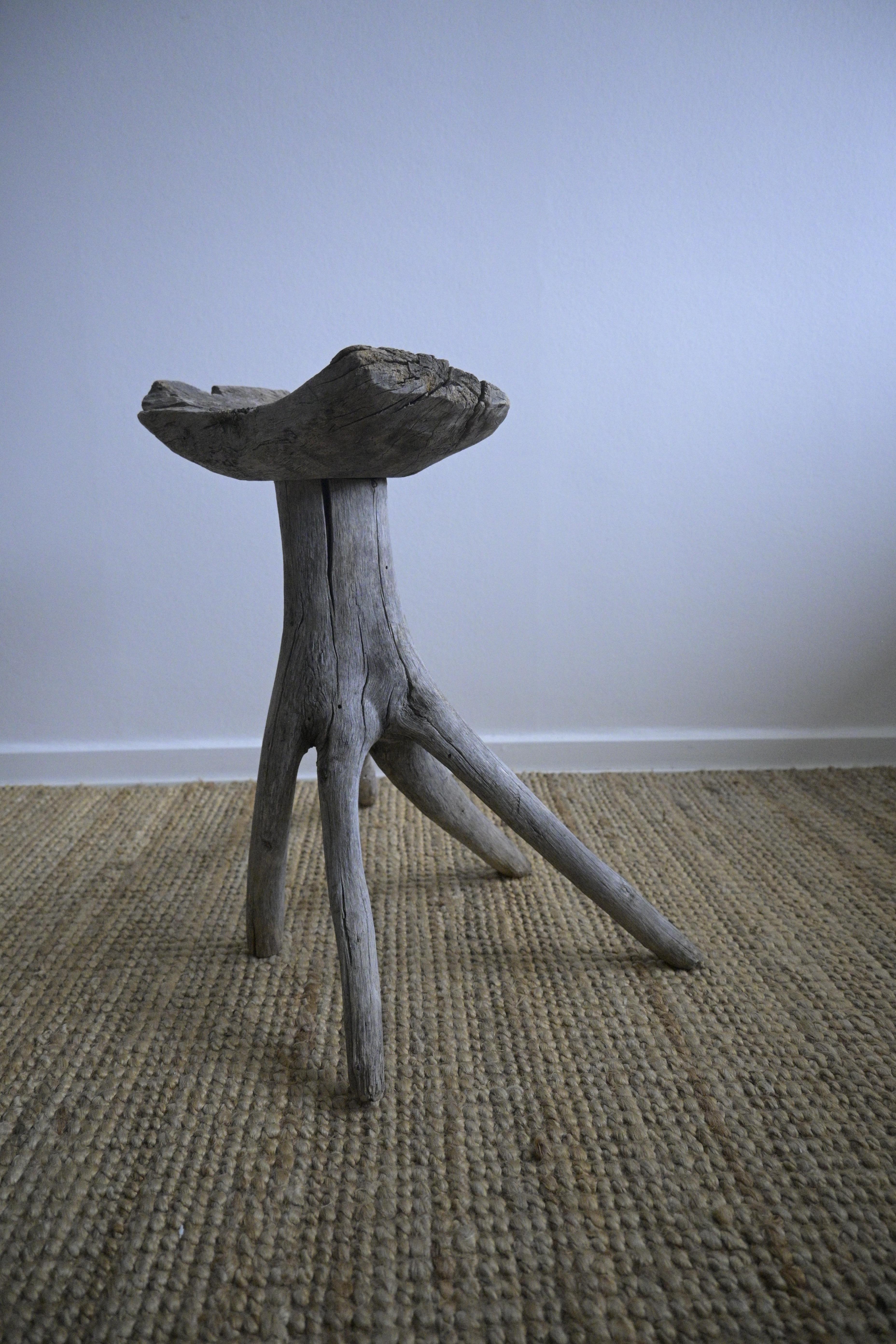 Hand-Crafted Primitive Swedish Stool 1880-1920c For Sale