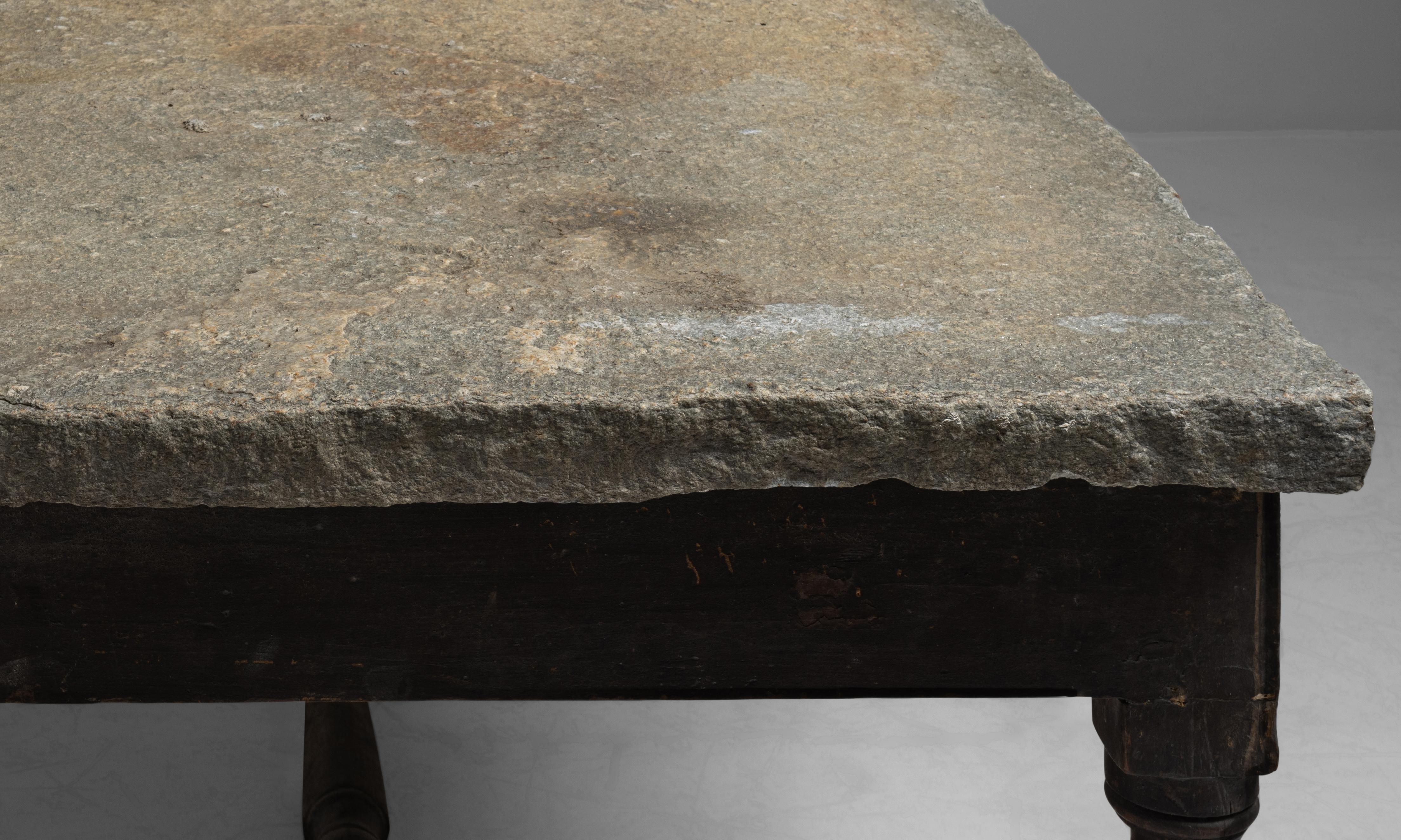 Early 20th Century Primitive Table with Granite Top