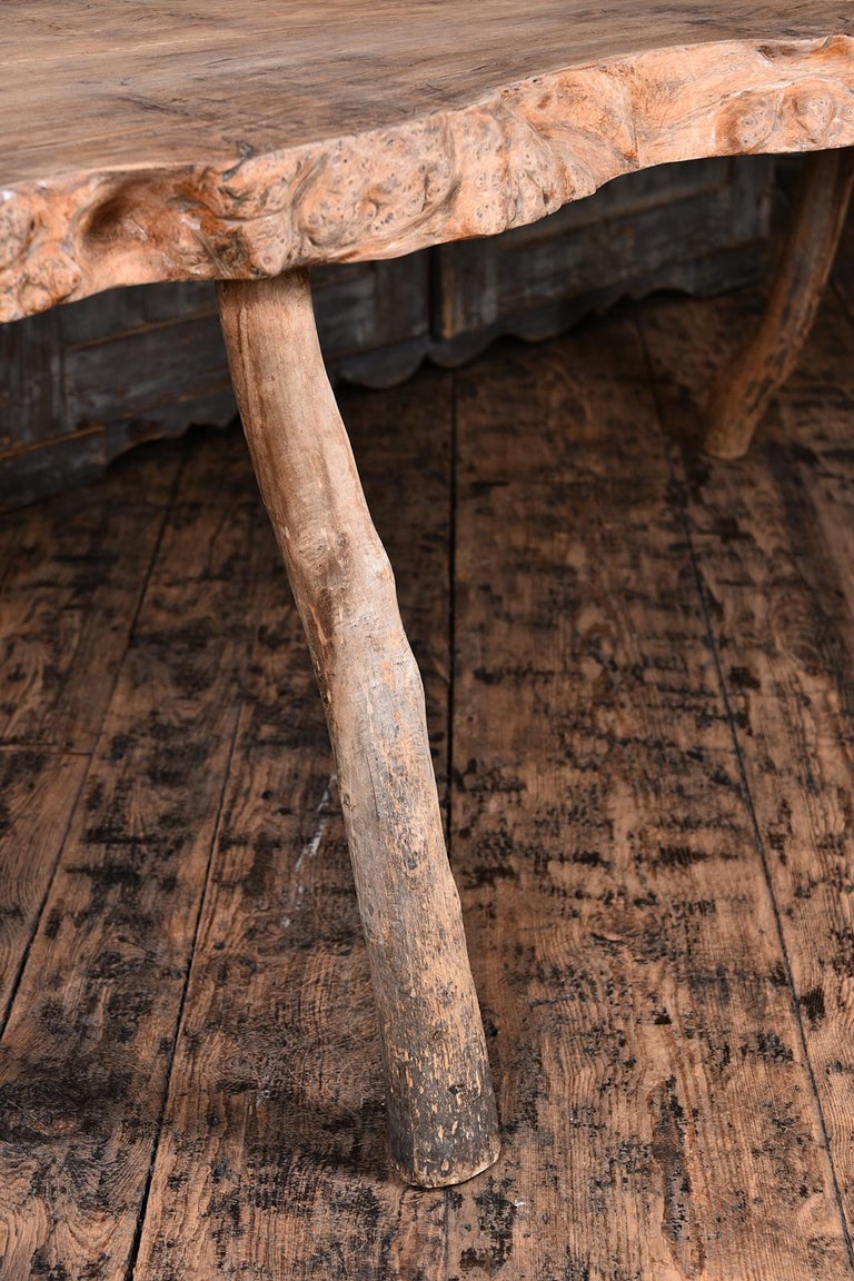 Primitive Table with Live Edge For Sale at 1stDibs