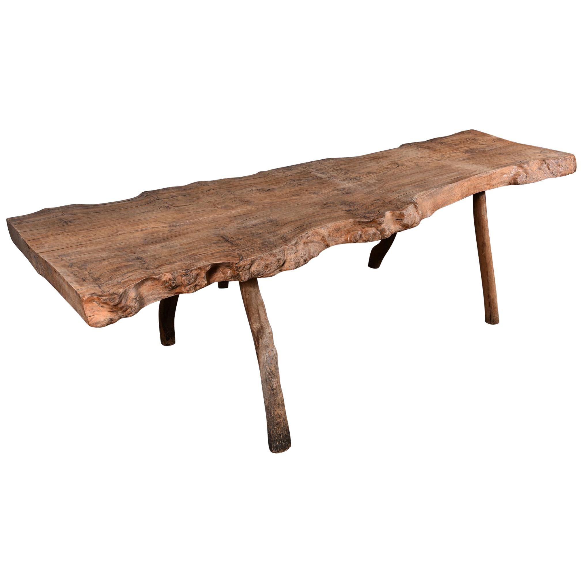 Primitive Table with Live Edge For Sale
