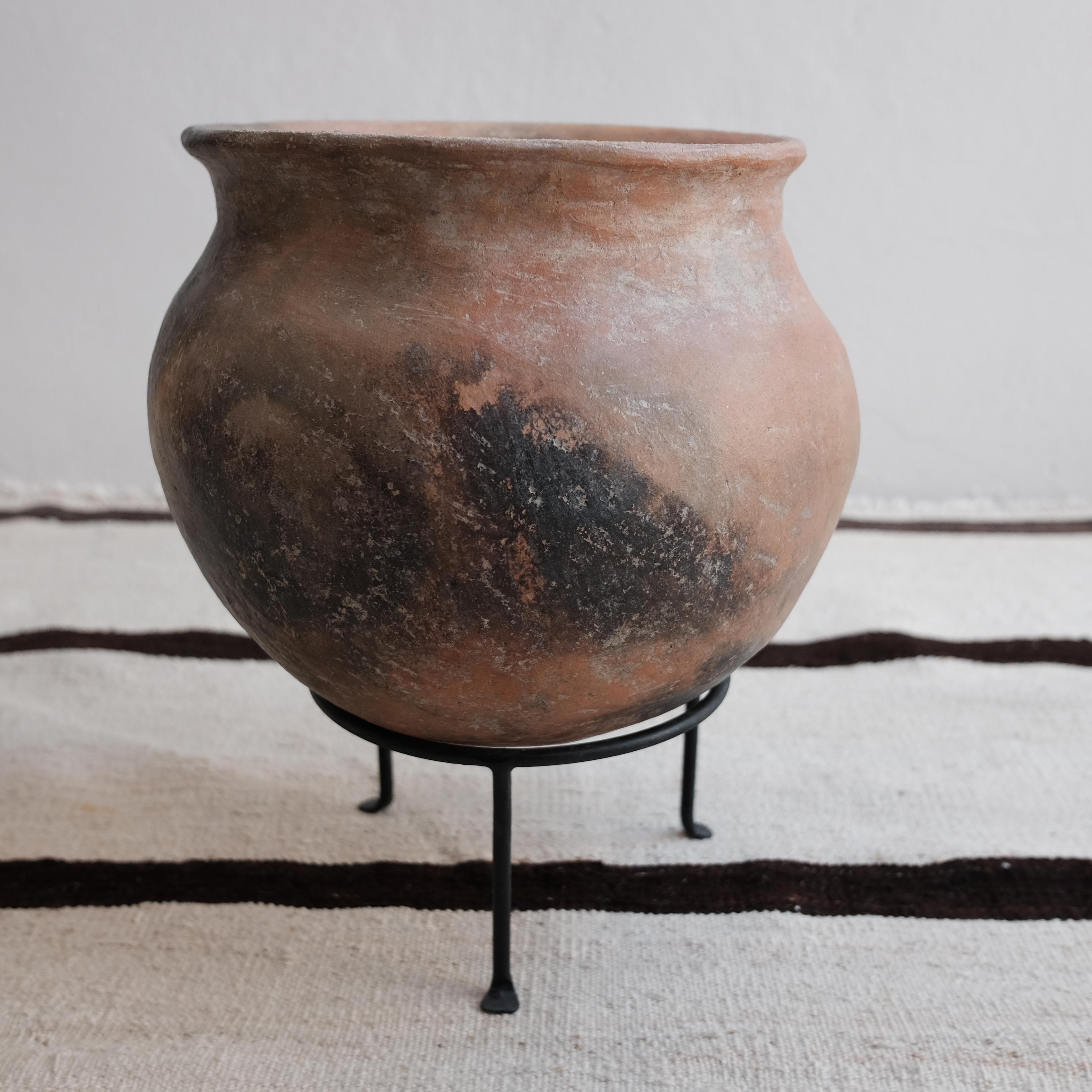 Fired Primitive Terracotta Pot from Oaxaca, Mexico