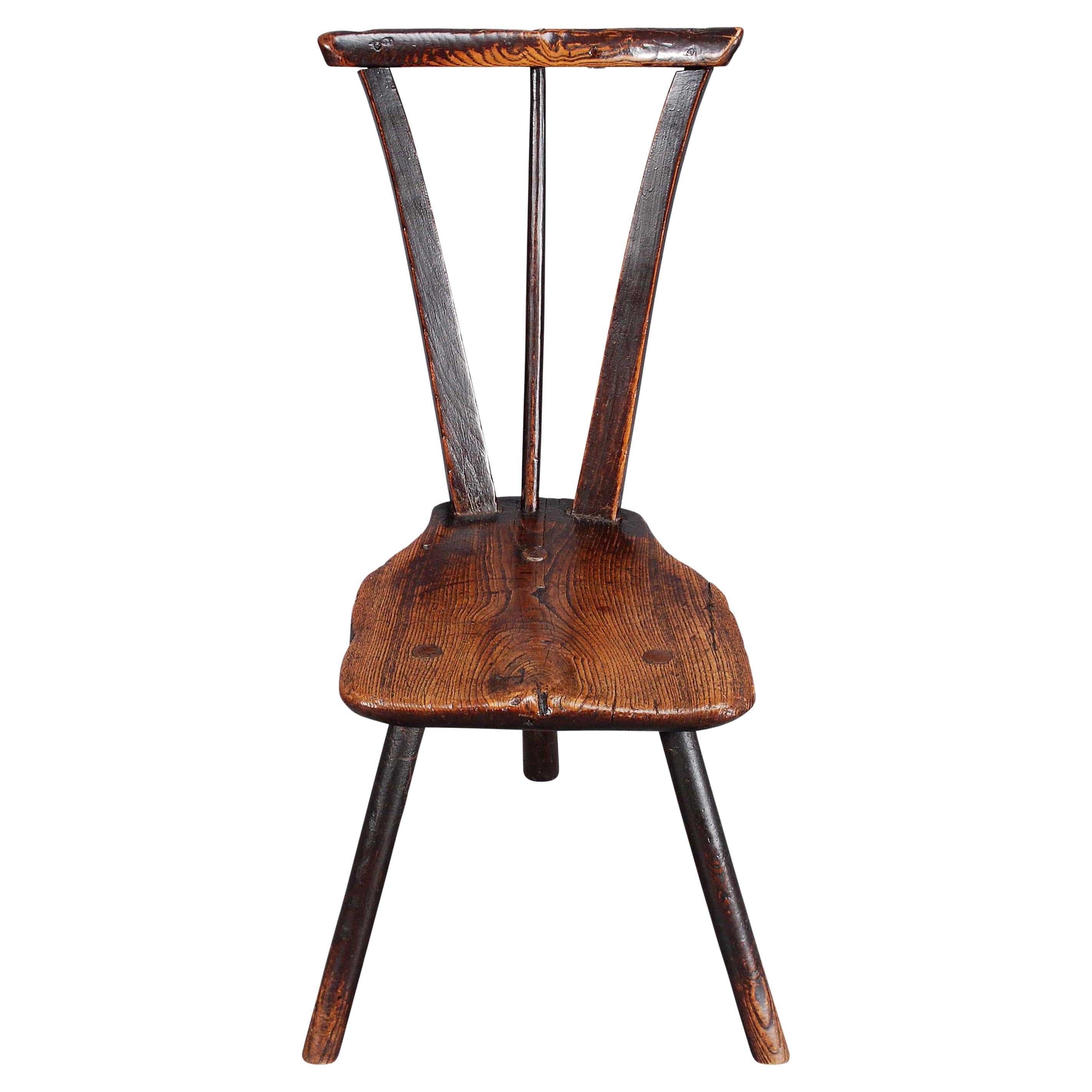Primitive Three-Legged Chair For Sale