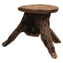 Primitive Three-Legged Low Stool from Spain