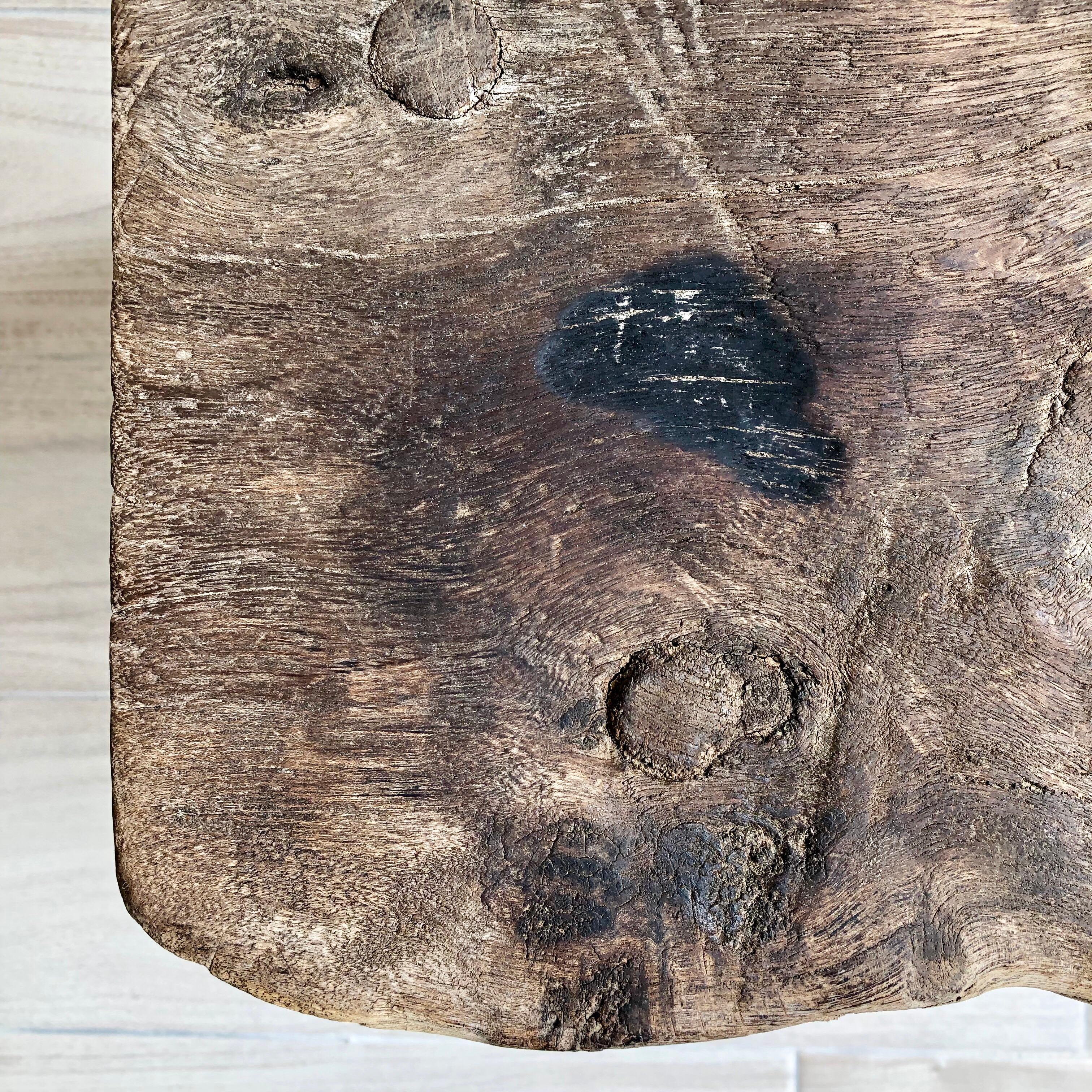 Hardwood Primitive Three-Legged Stool From Mexico