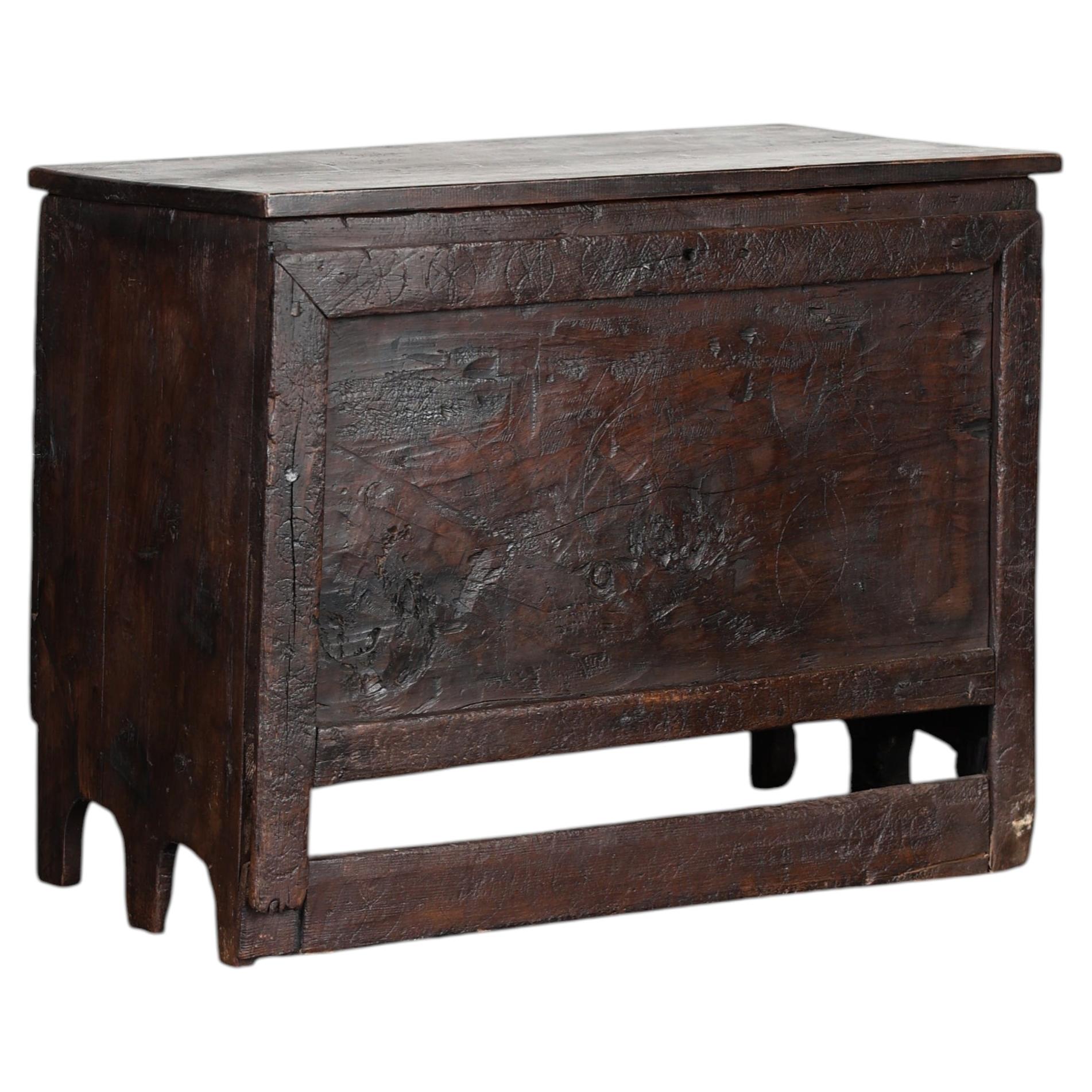 Primitive Transylvanian Mountain Coffer/Side Table Wabi Sabi For Sale