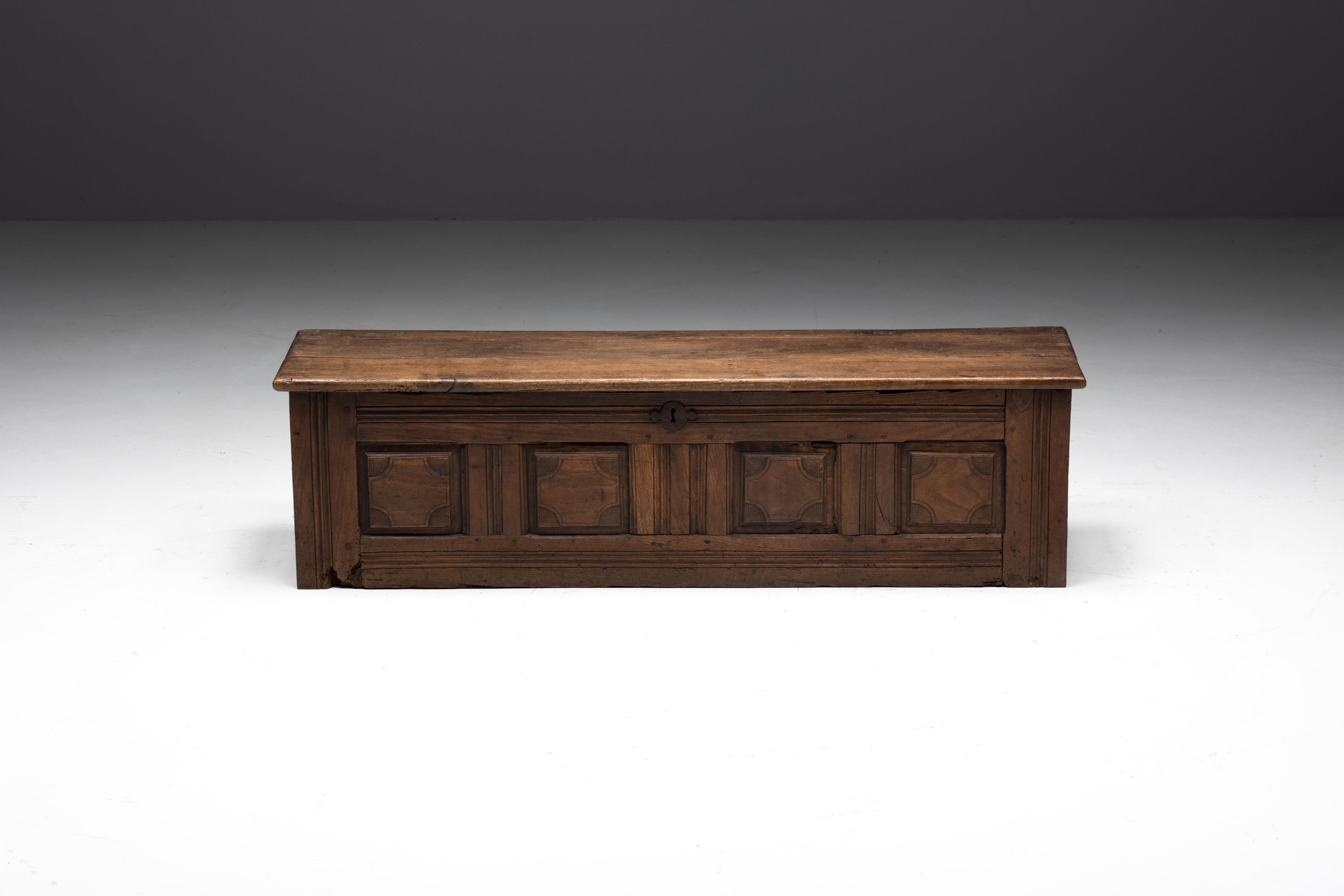 French Primitive Travail Populaire Chest, France, 19th Century For Sale