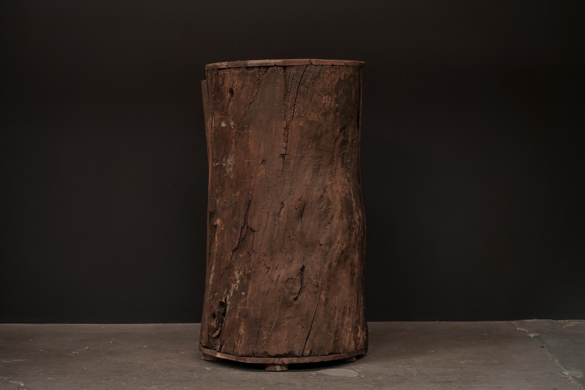 Primitive Tree Trunk Cabinet For Sale 1