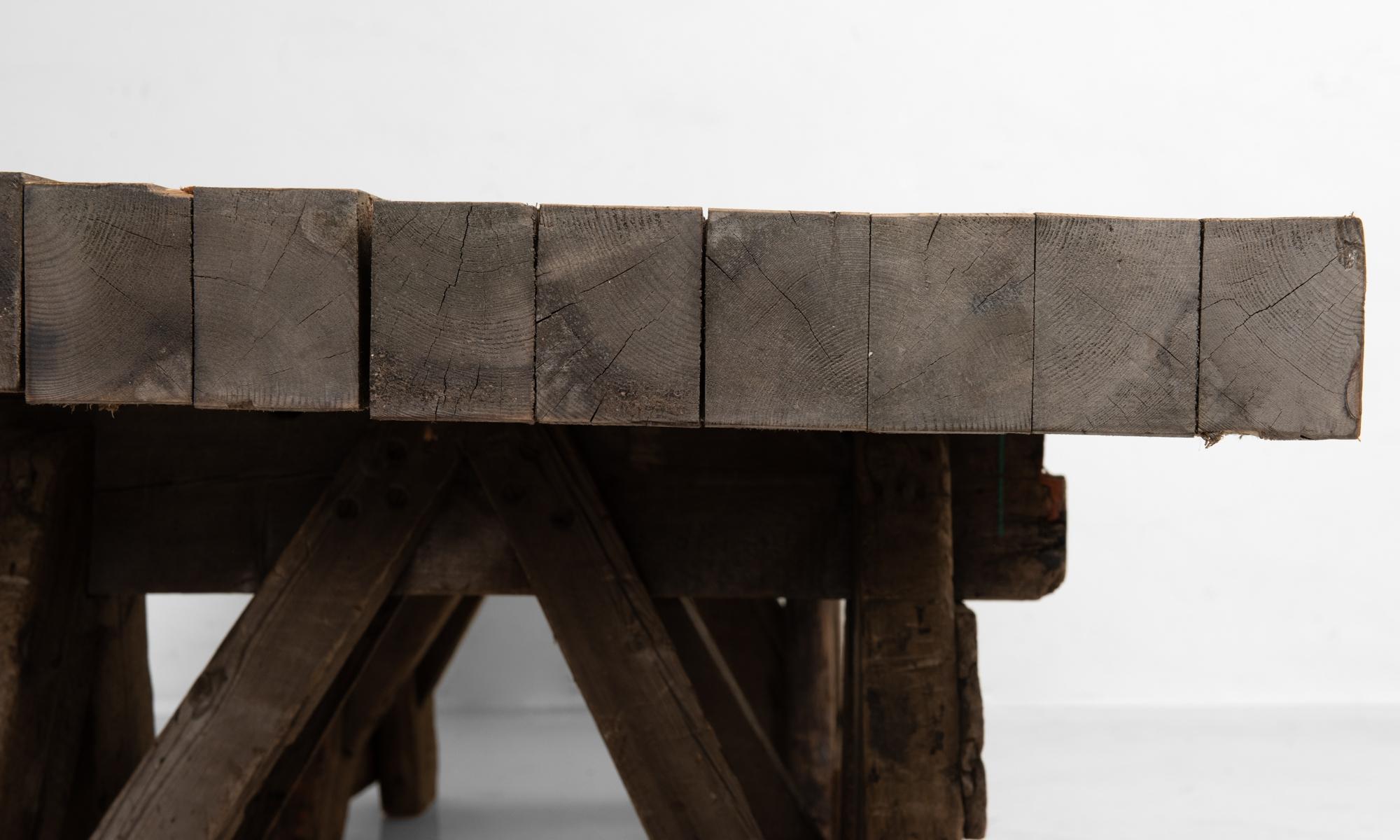 20th Century Primitive Work / Dining Trestle Table, France, circa 1930