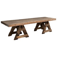 Primitive Work / Dining Trestle Table, France, circa 1930