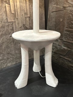 Primitive Tribal Plaster End / Side Table / Floor Lamp style of John Dickinson