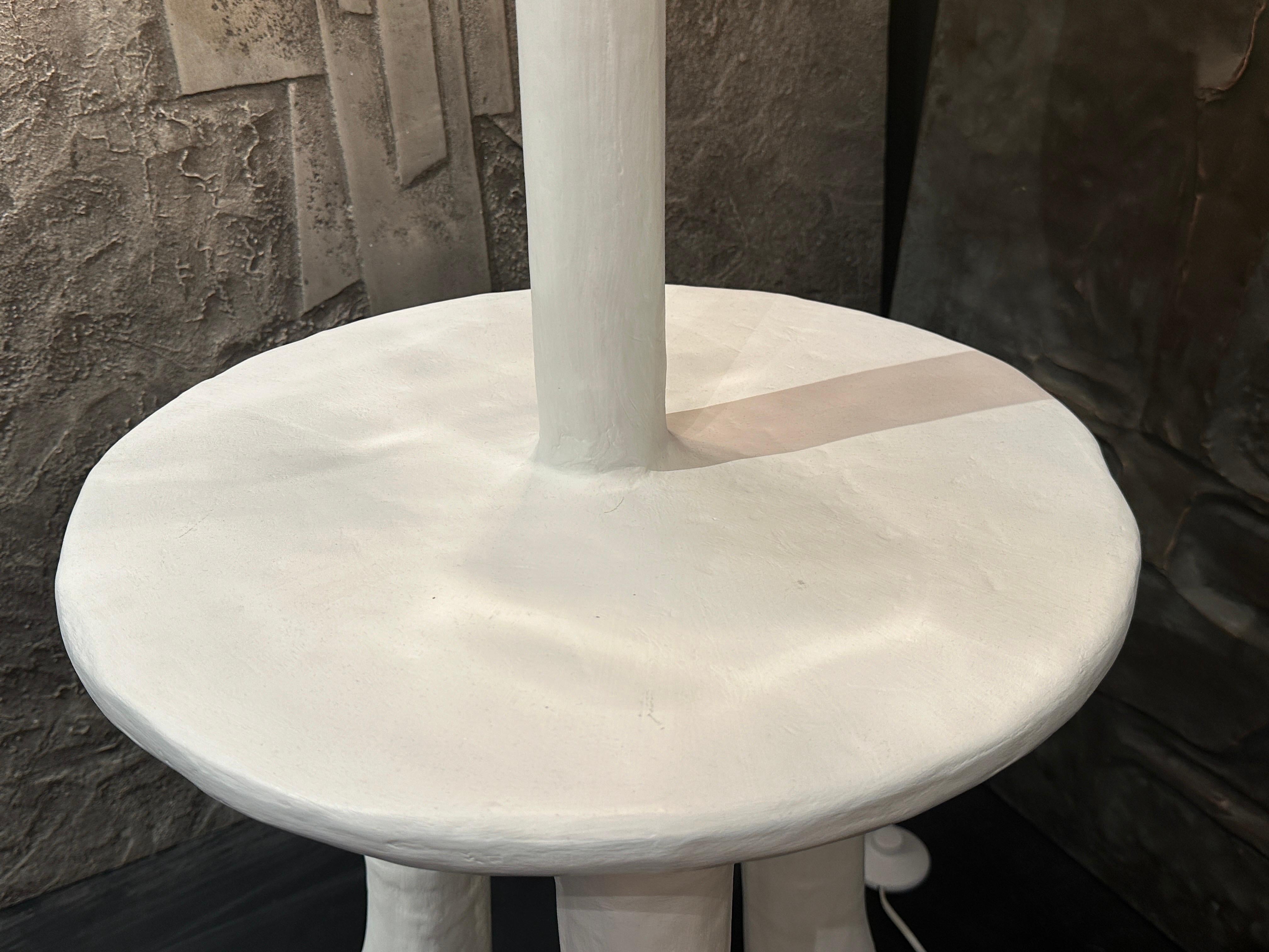Contemporary Primitive Tribal Plaster End / Side Table / Floor Lamp  For Sale