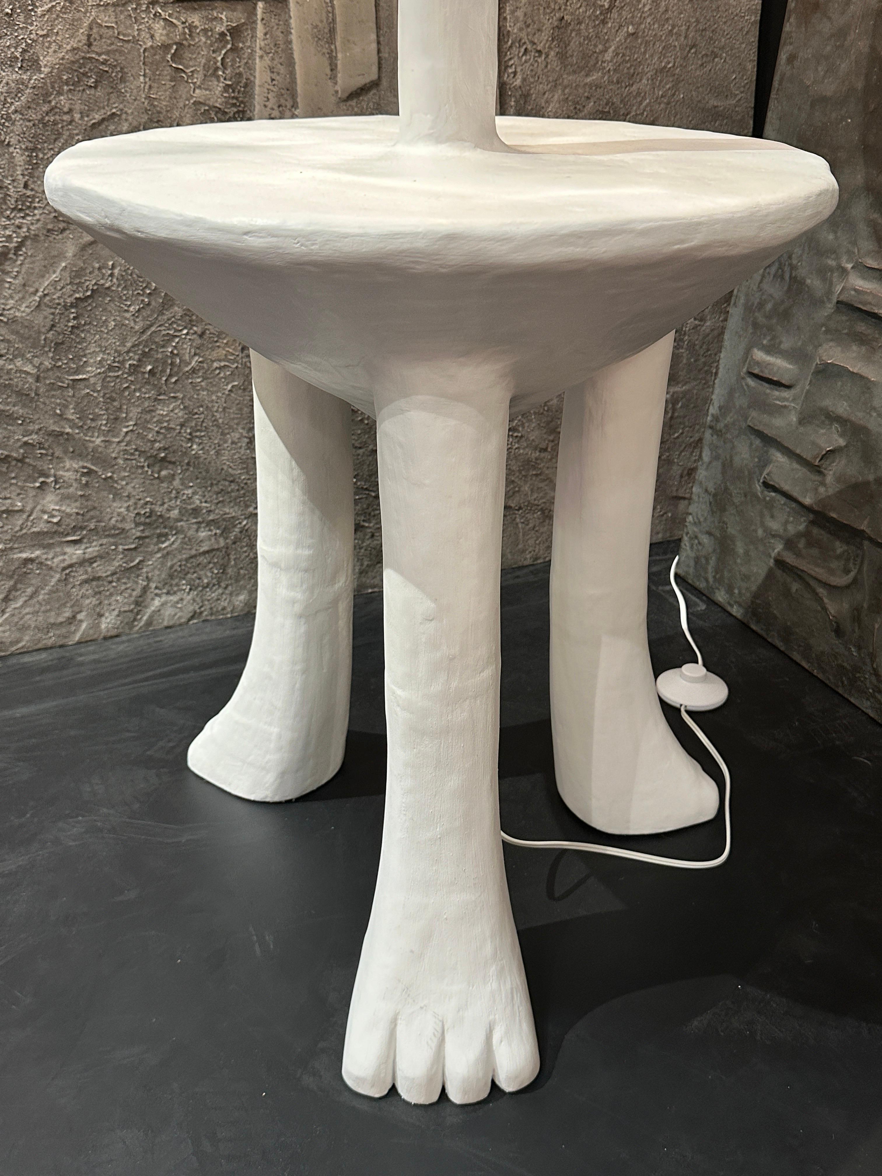 Primitive Tribal Plaster End / Side Table / Floor Lamp  For Sale 1