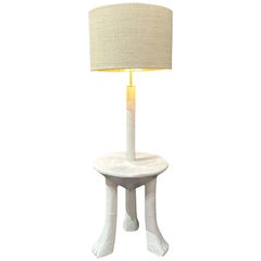Primitive Tribal Plaster End / Side Table / Floor Lamp