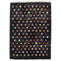 Tappeto Primitive Turkish Contemporary Box Square Pattern