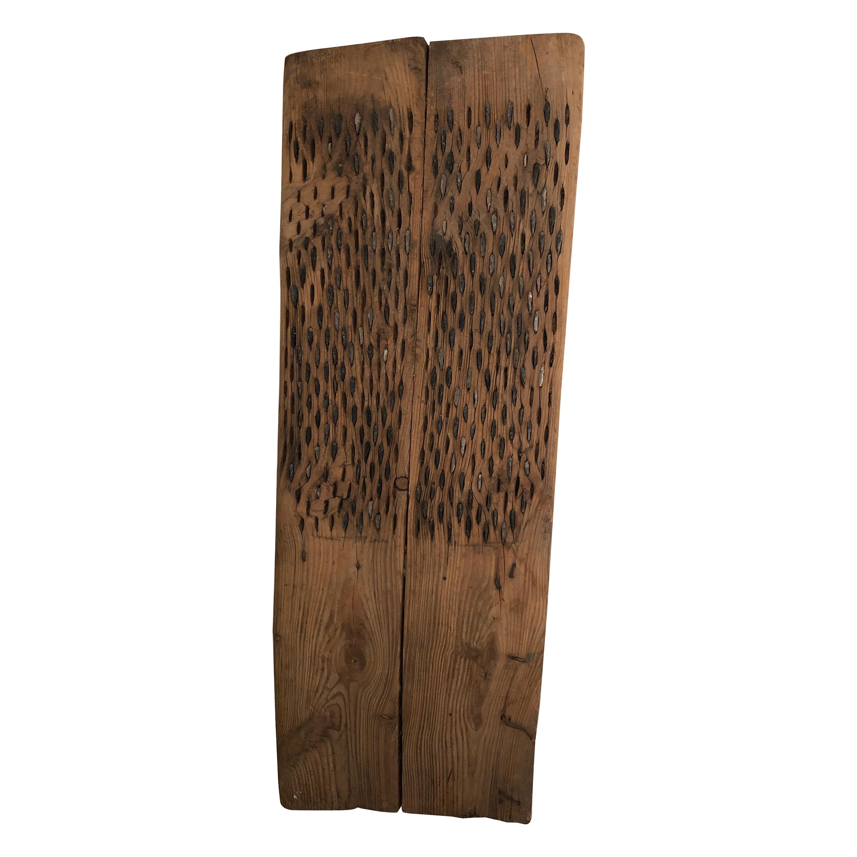 Tall Primitive-Style Turkish Carved Wood Threshing Board, Early 20th C ...