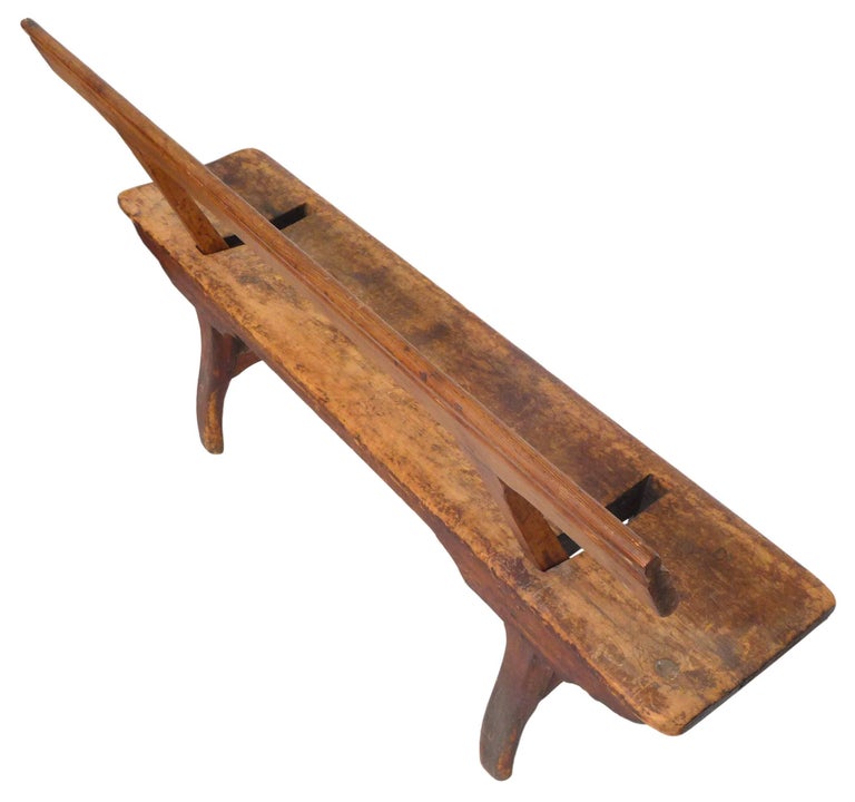 Hand-Crafted Primitive Turn of the Century Convertible Wood Bench For Sale