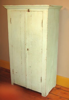 Primitive Two-Door Farm House Rustic Green Jelly Cupboard, 1920s
