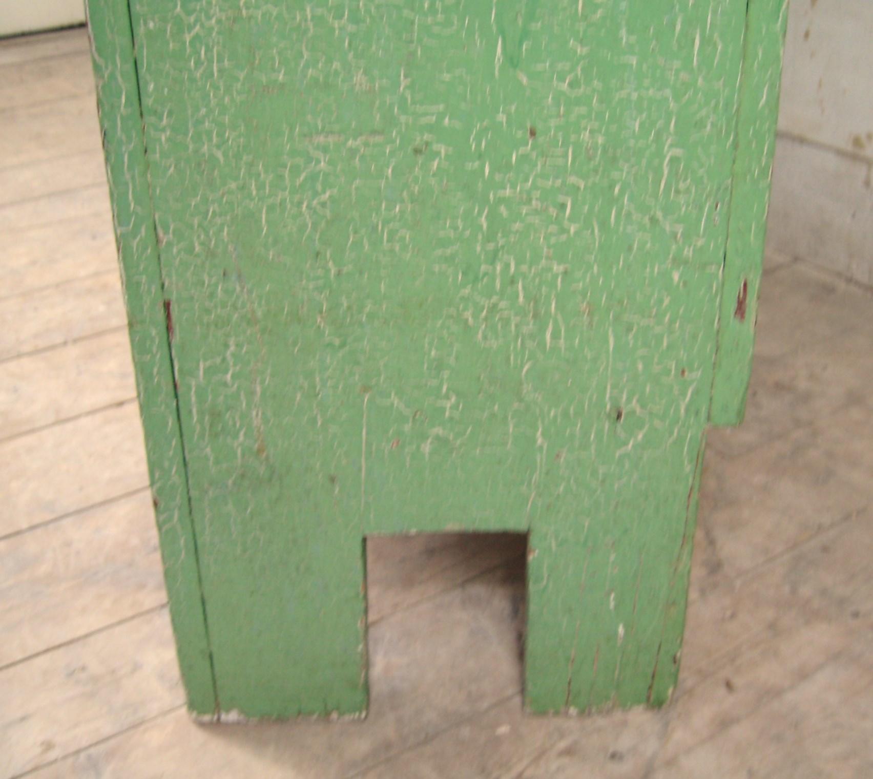Wood Primitive Two-Door Farm House Rustic Green Jelly Cupboard, 1920s