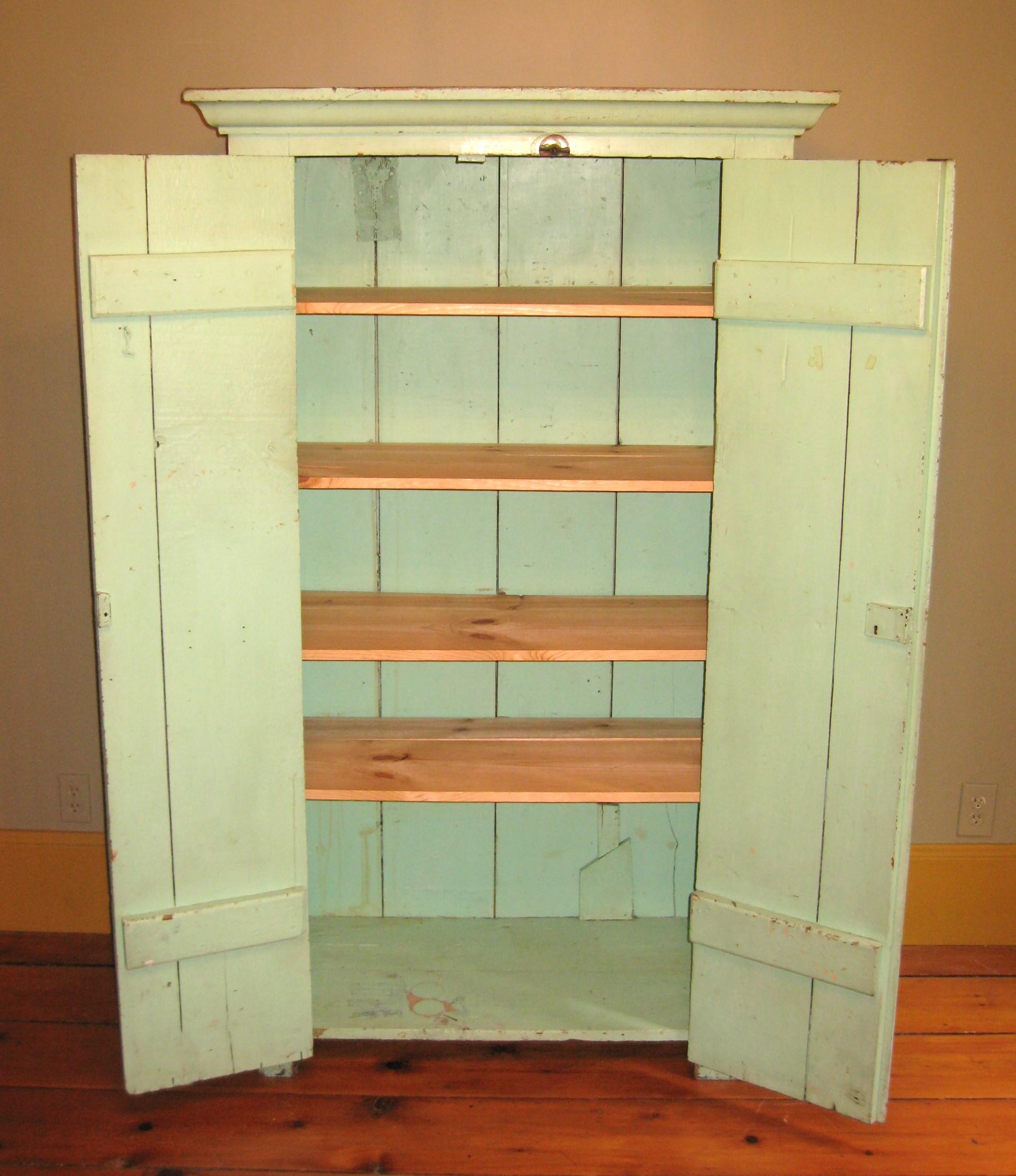 20th Century Primitive Two-Door Farm House Rustic Green Jelly Cupboard, 1920s
