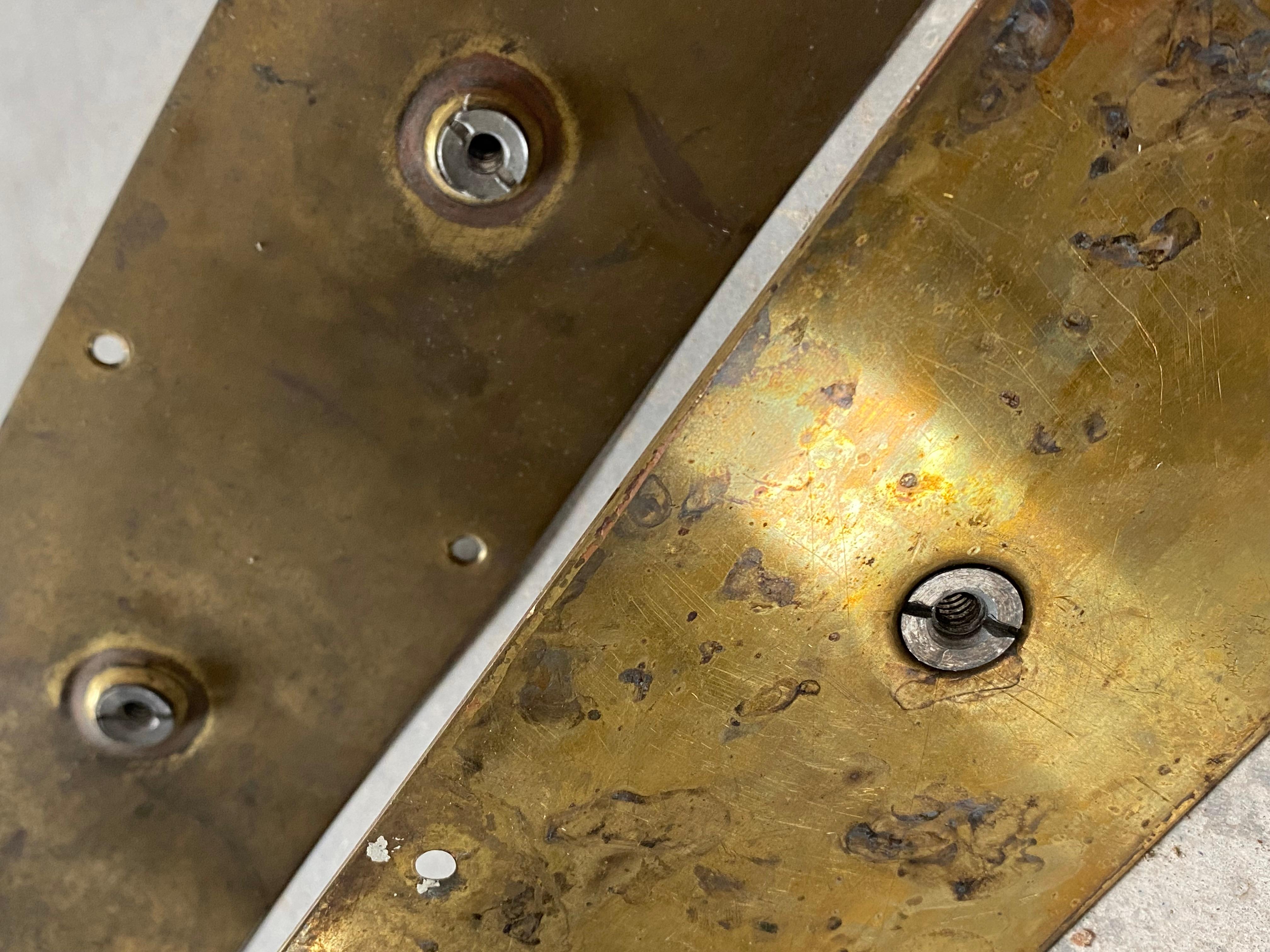 Cast Primitive Unlacquered Brass Door Pulls, A Pair For Sale