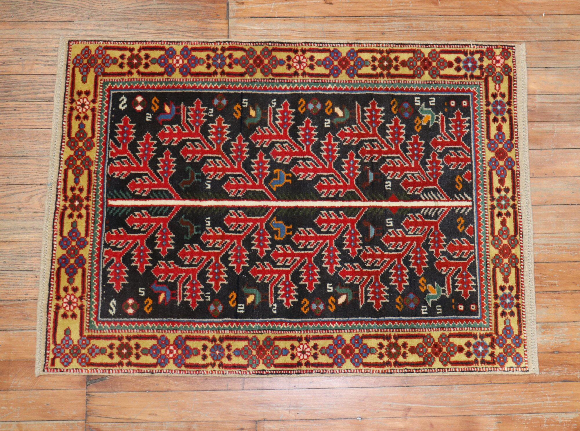 Primitive Vintage Persian Scatter Rug In Excellent Condition For Sale In New York, NY