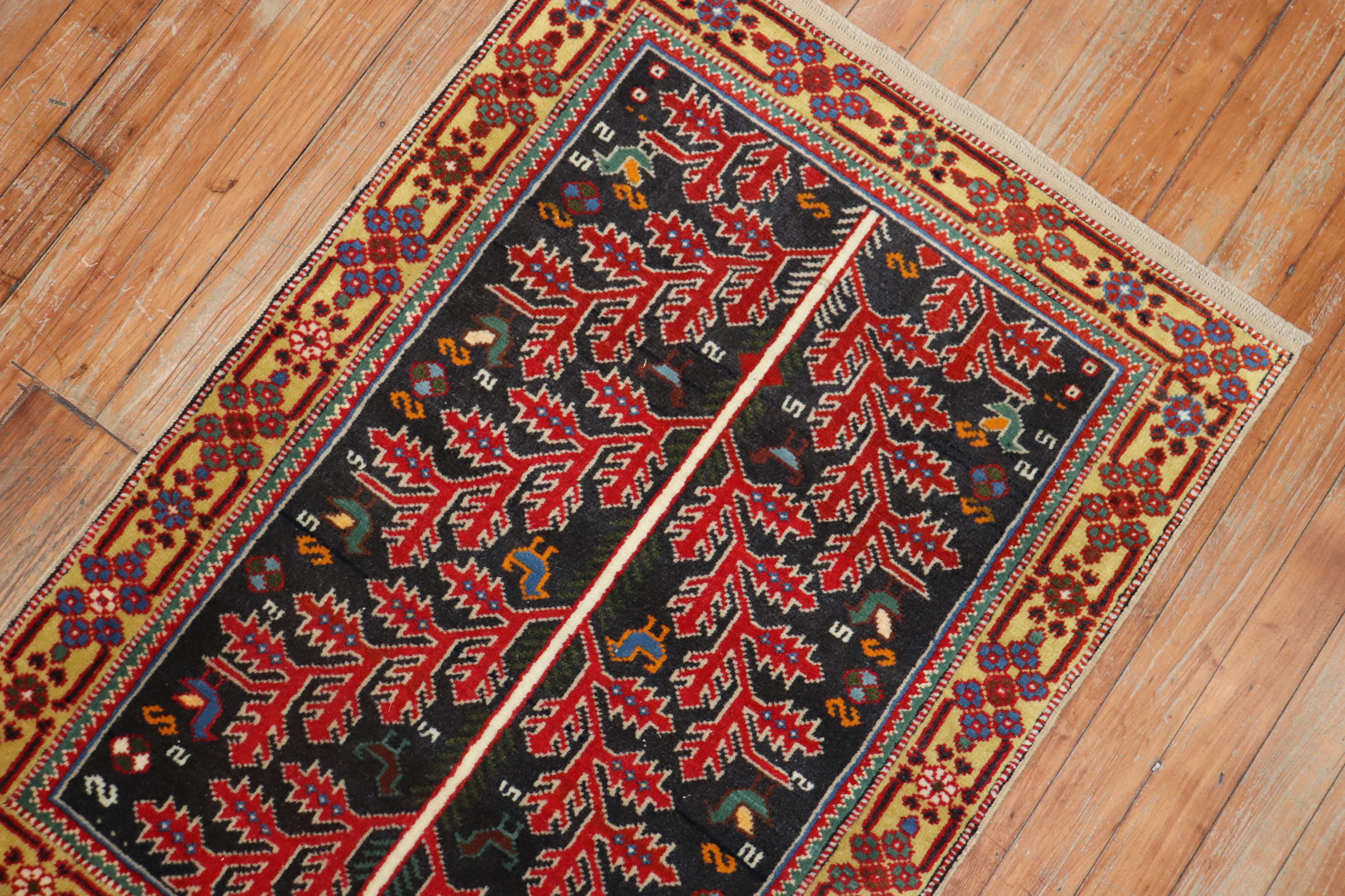 Mid-20th Century Primitive Vintage Persian Scatter Rug For Sale