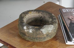 Primitive Wabi-Sabi Antique Carved Sandstone 8 Inch Bowl  Bonsai Pot