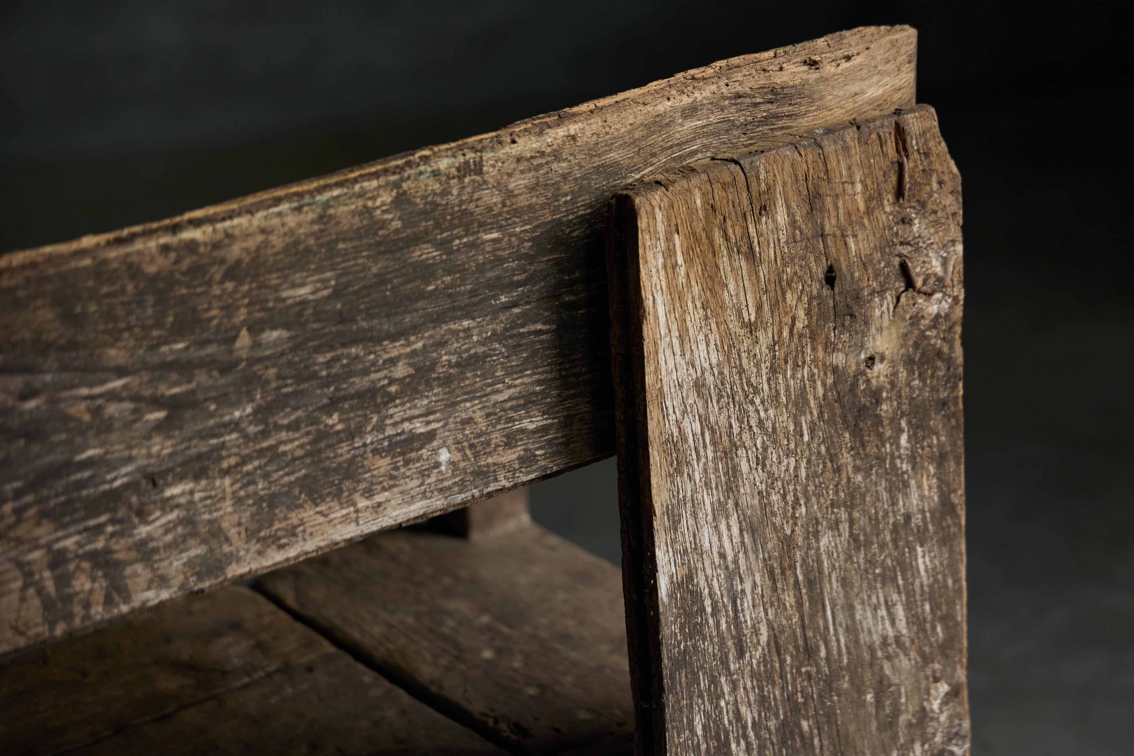 Banc rustique et rustique Wabi Sabi, France, 19ème siècle en vente 4