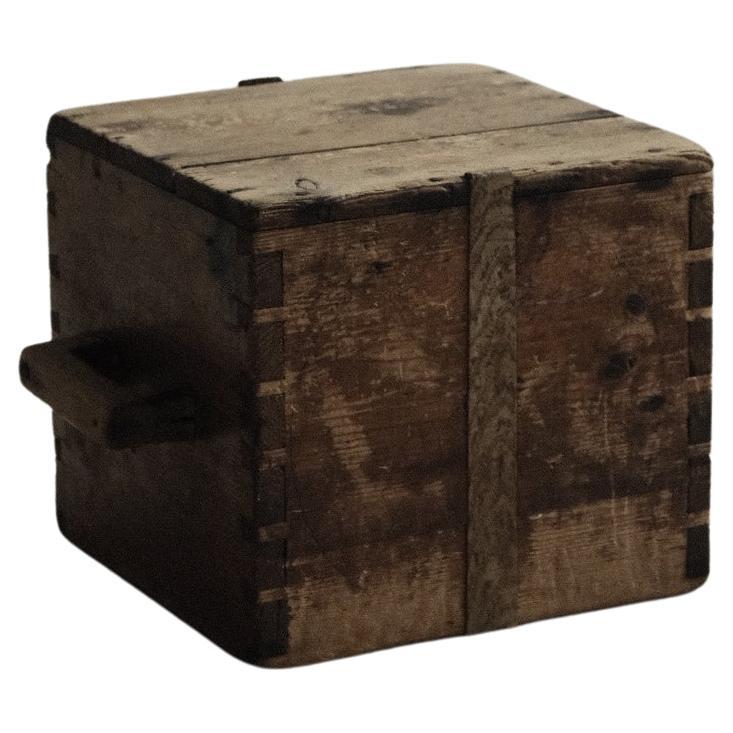 Primitive Wabi Sabi Box Stool, Scandinavia, 1800s
