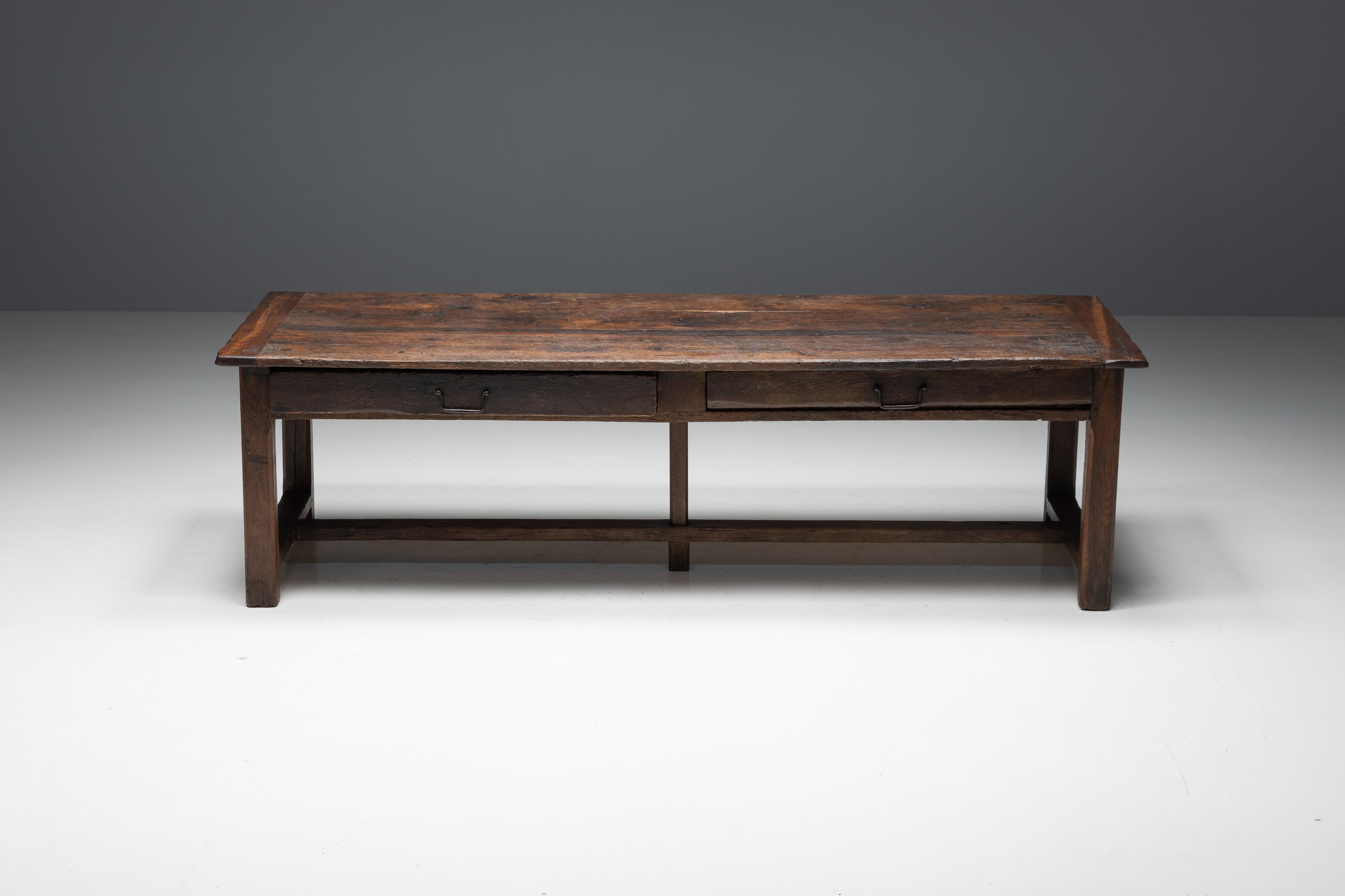 Français Table de salle à manger rustique Wabi Sabi, France, 19ème siècle en vente