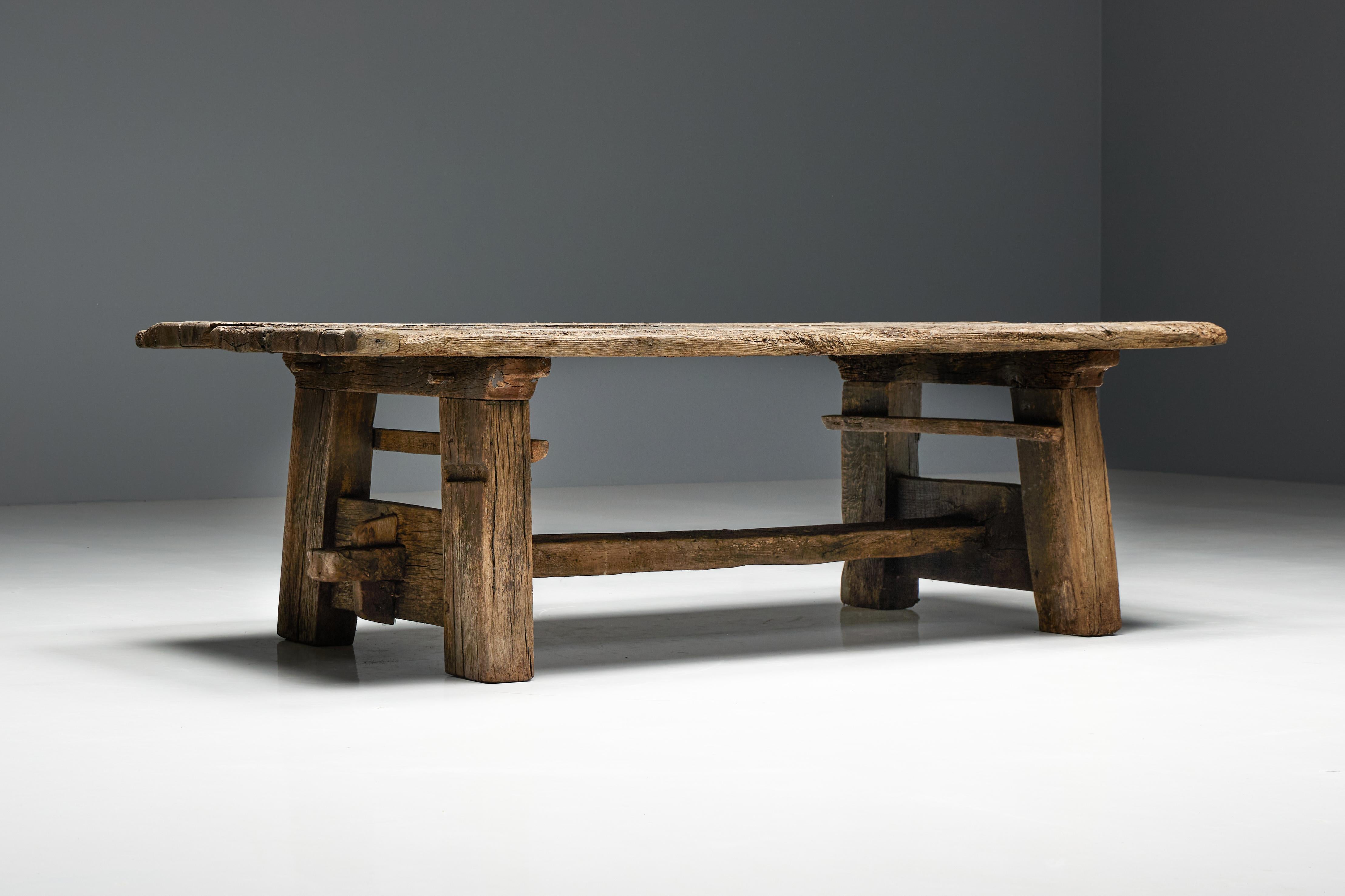XIXe siècle Table d'appoint primitive Wabi Sabi, France, 19ème siècle en vente