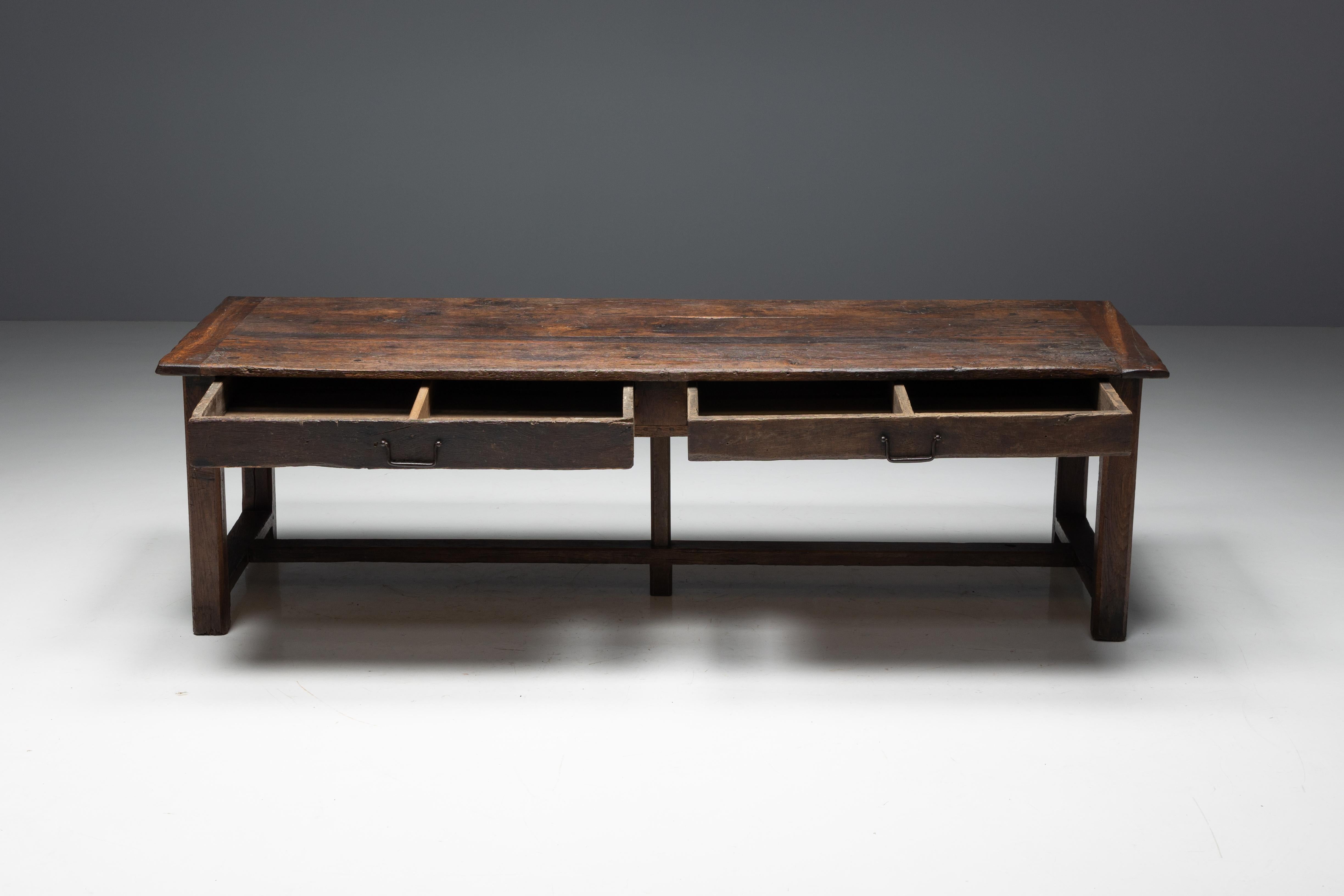 XIXe siècle Table de salle à manger rustique Wabi Sabi, France, 19ème siècle en vente