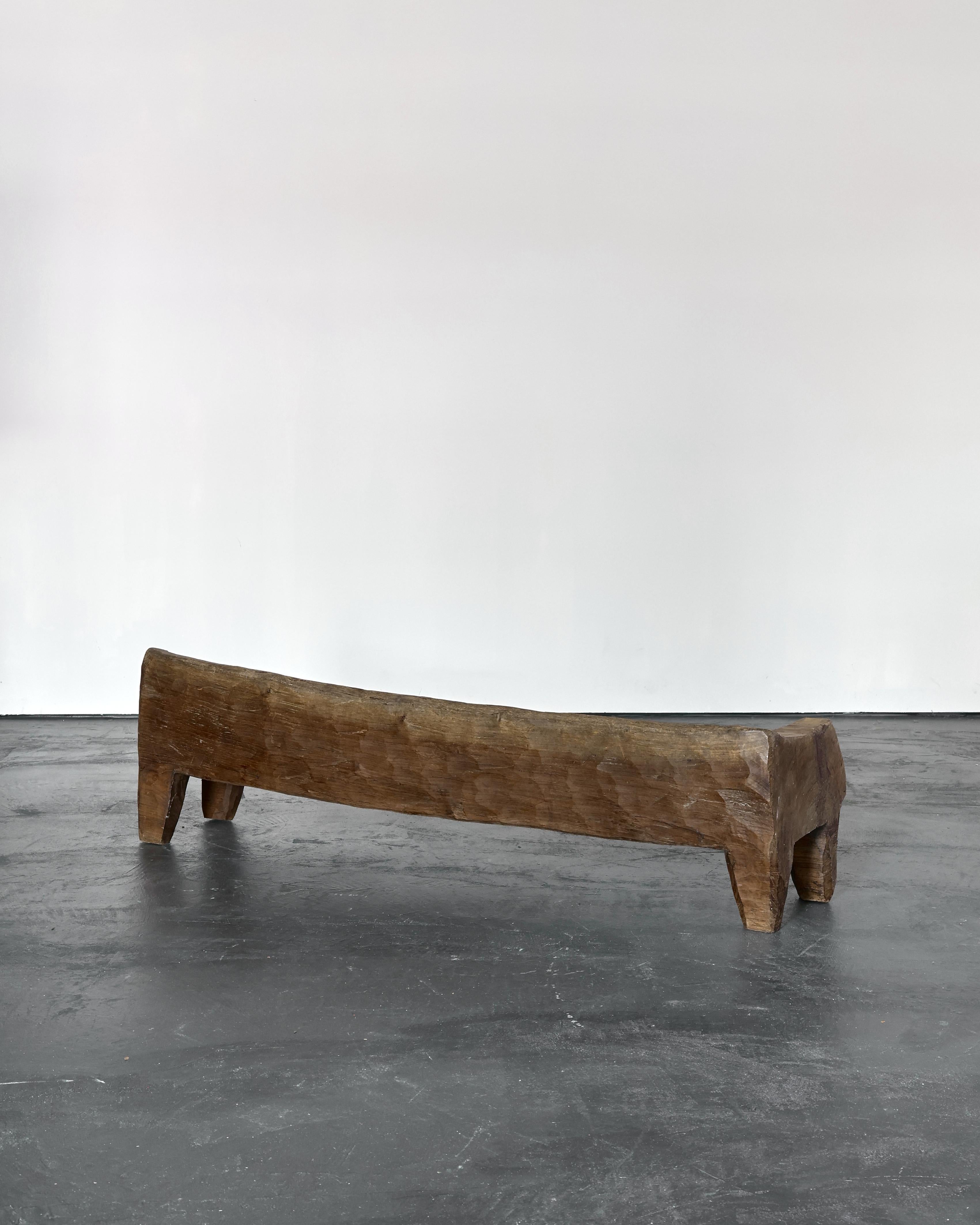 Primitive Wabi Sabi Dug-Out Caldas Style Elm Bench For Sale 1