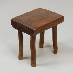 Primitive Wabi Sabi Oak Farmhouse Stool / Side Table