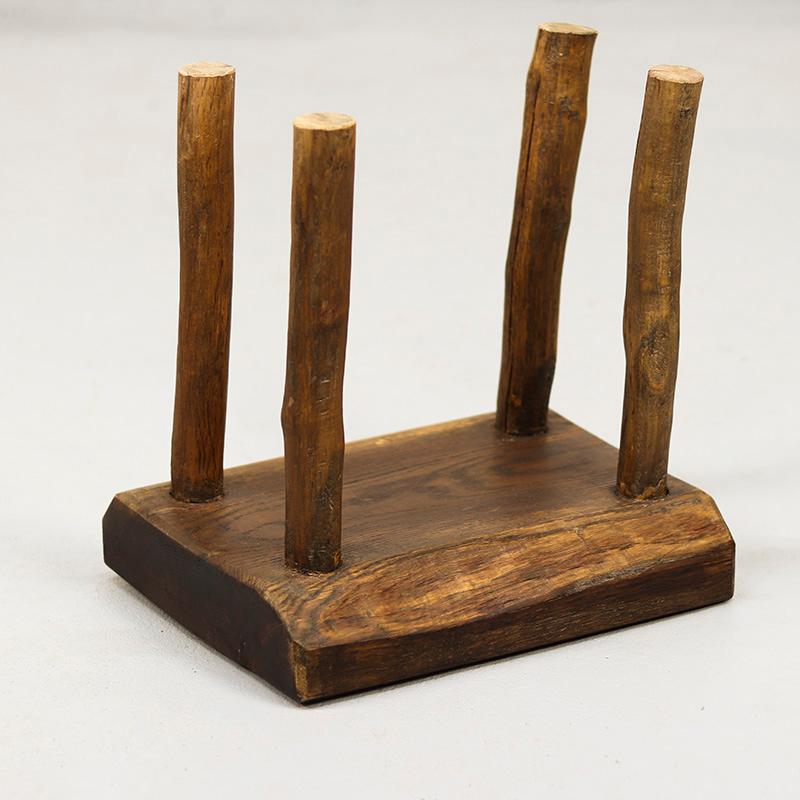 Primitive Wabi Sabi Oak Farmhouse Stool / Side Table en vente 1