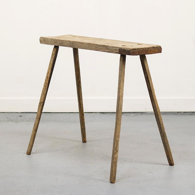 Primitive Wabi Sabi Pine Farmhouse Workbench / Side Table en vente 6