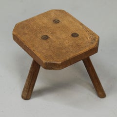 Primitive Wabi Sabi Rustic Farmhouse Oak Stool / Side Table
