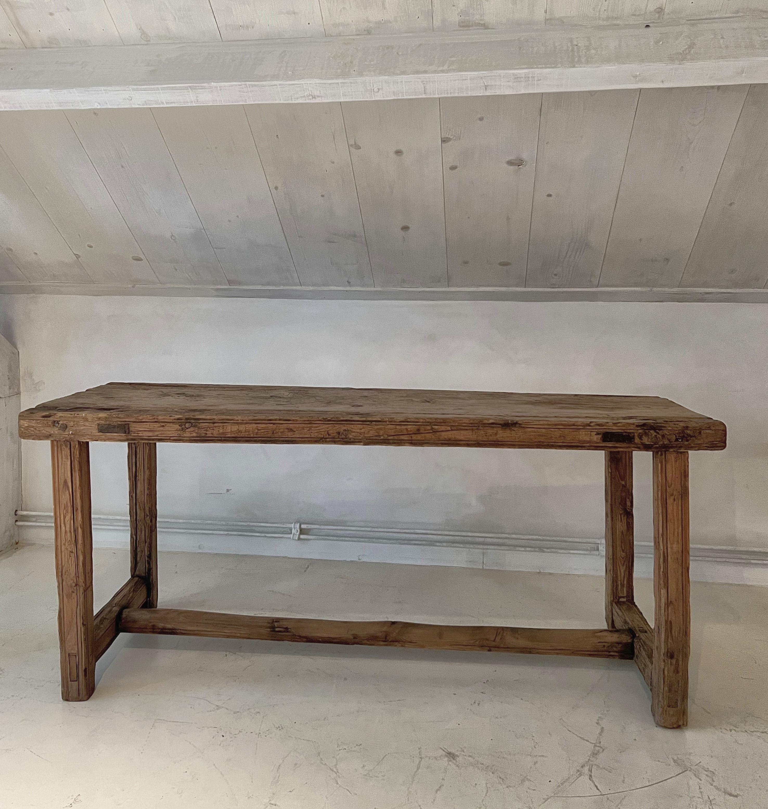 Hand-Crafted Primitive wabi sidetable For Sale