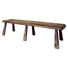 Primitive Weathered Bench with Splayed Legs
