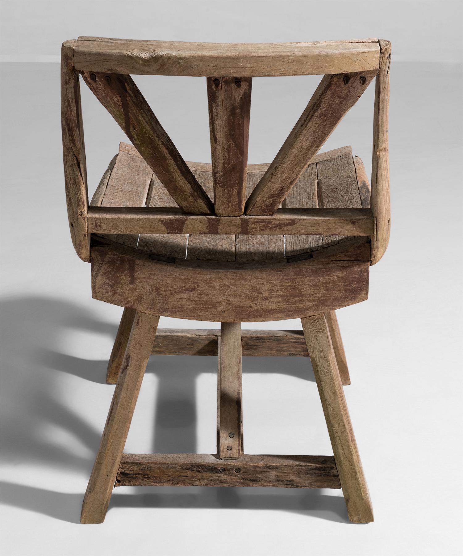 Primitive Weathered Oak Chair, England, circa 1910 5