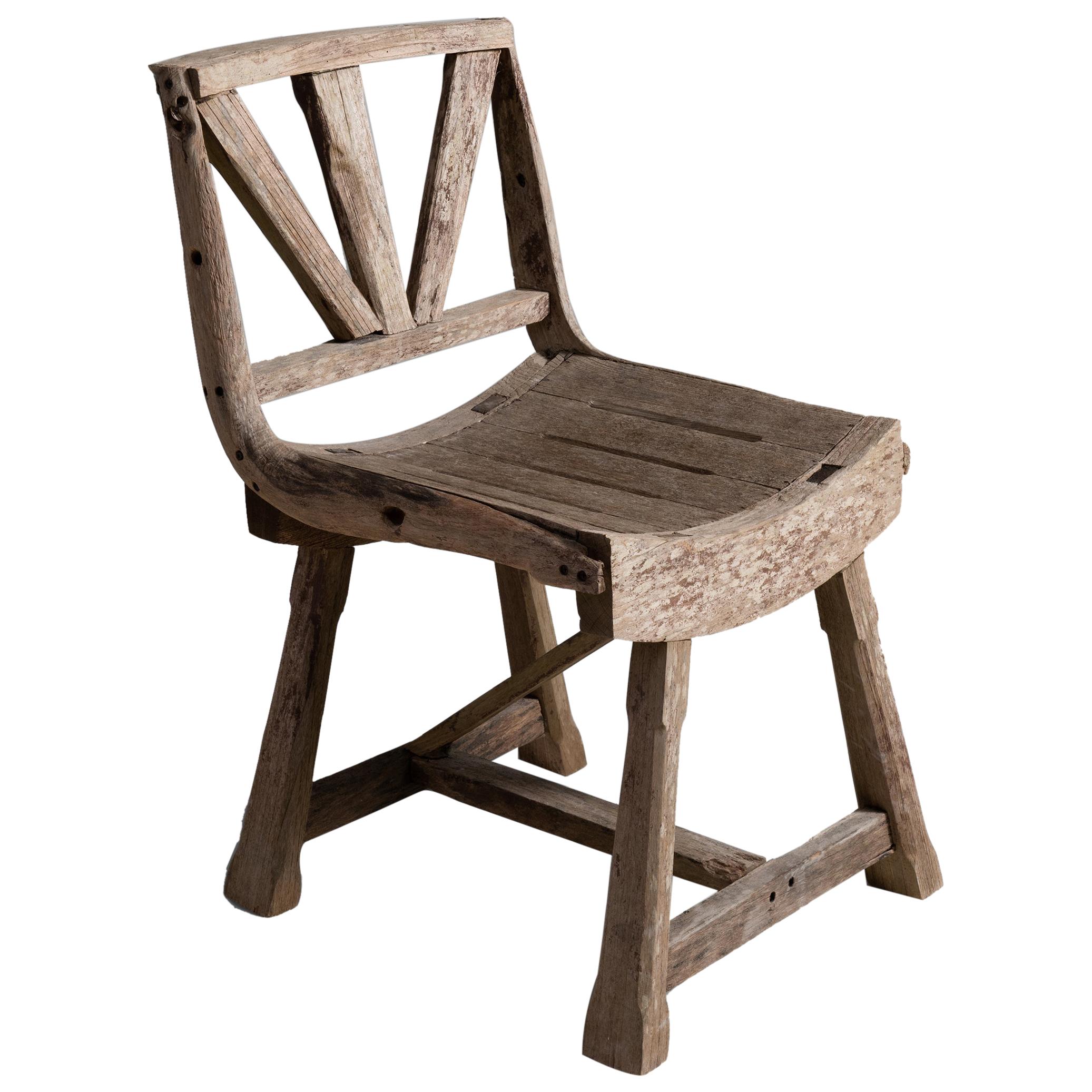 Primitive Weathered Oak Chair, England, circa 1910